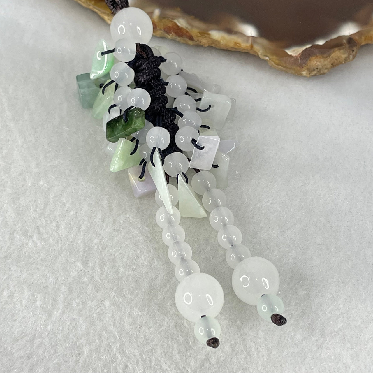 Type A Muti Color Jadeite Fragments And Crystal Hanging Display 21.63g 15.3 by 7.4 by 3.3mm 25pcs