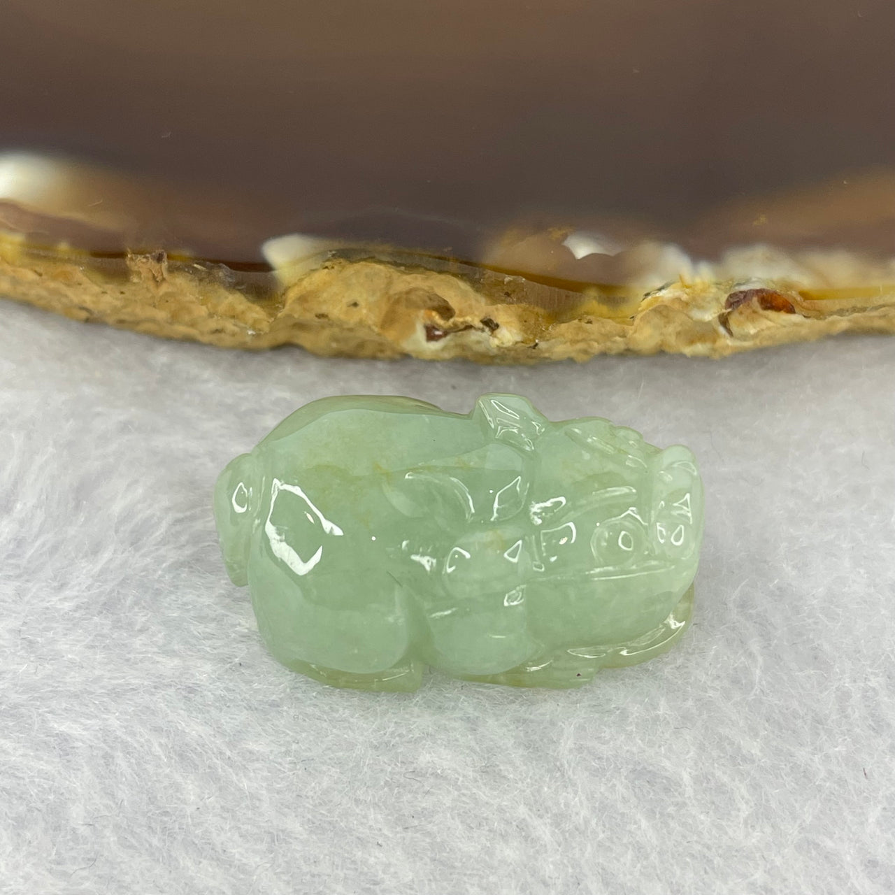 Type A Jelly Green Jadeite Pixiu Pendent A货绿色翡翠貔貅牌 8.63g 25.0 by 15.0 by 11.2 mm - Huangs Jadeite and Jewelry Pte Ltd