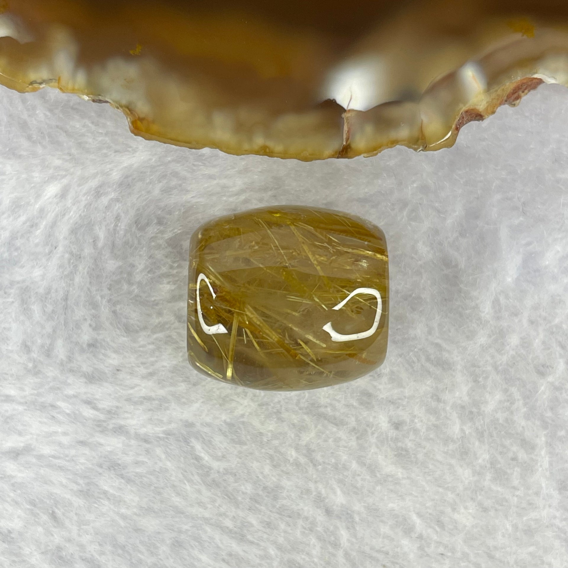 Good Grade Natural Golden Rutilated Quartz Crystal Lulu Tong Barrel 天然金顺发晶水晶露露通桶 
6.02g 15.5 by 14.8mm - Huangs Jadeite and Jewelry Pte Ltd