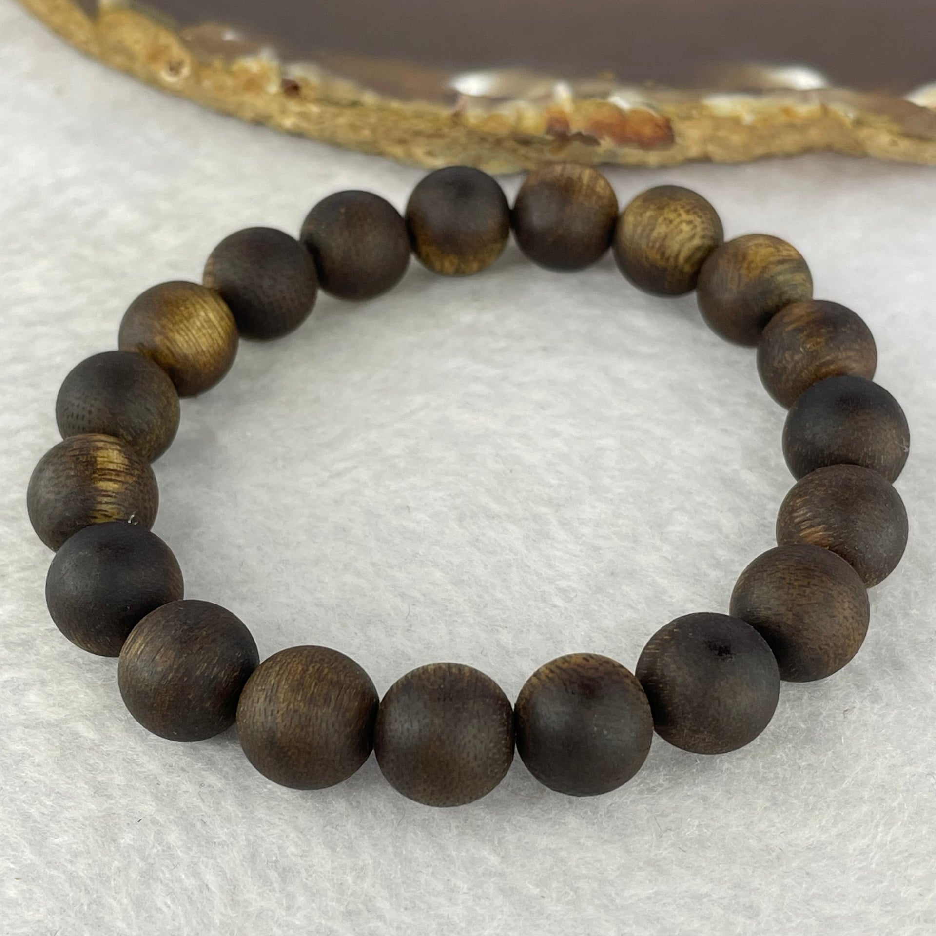 Natural Hainan Wild Old Agarwood Bracelet (Floating) 天然海南野生老树沉香手链 10.15g 17cm 11.0mm 19 Beads - Huangs Jadeite and Jewelry Pte Ltd