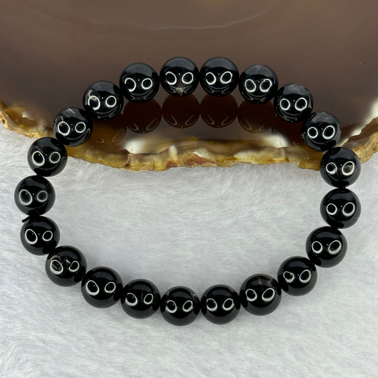 Natural Hypersthene Crystal Bracelet 天然金运石水晶手链 27.71g 16cm 9.2mm 21 Beads