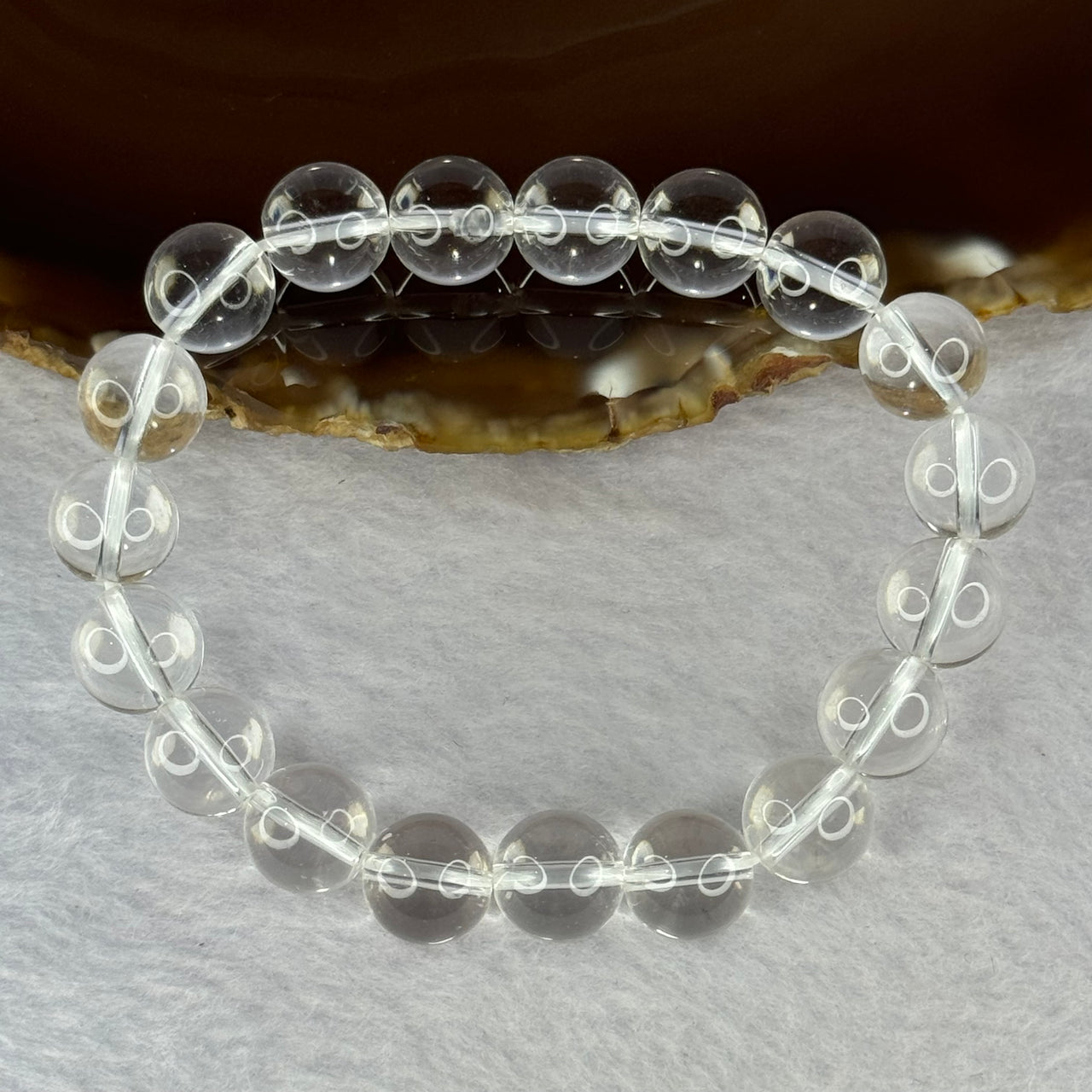 Natural Clear Quartz Bracelet 天然白水晶手链 30.51g 17cm 10.6mm 19 Beads