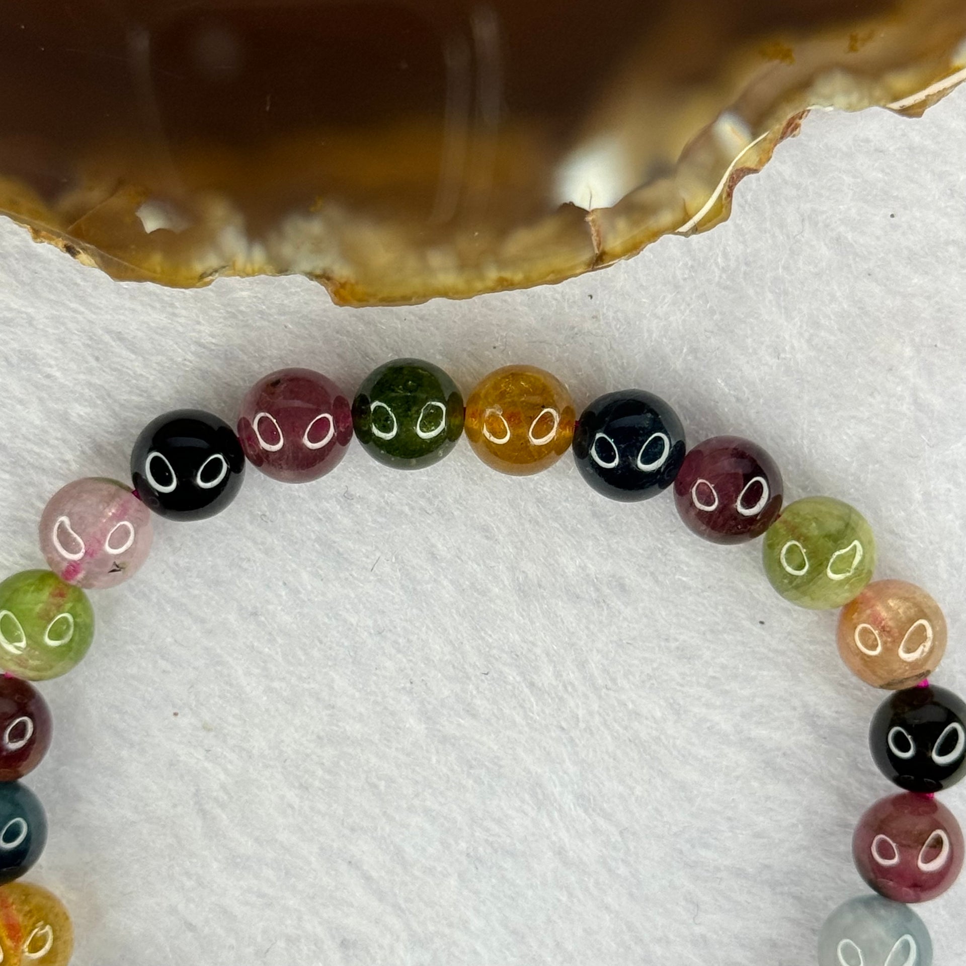 Good Grade Natural Tourmaline Beads Bracelet 好的天然碧玺珠手链 14.37g 15cm 7.3mm 25 Beads - Huangs Jadeite and Jewelry Pte Ltd