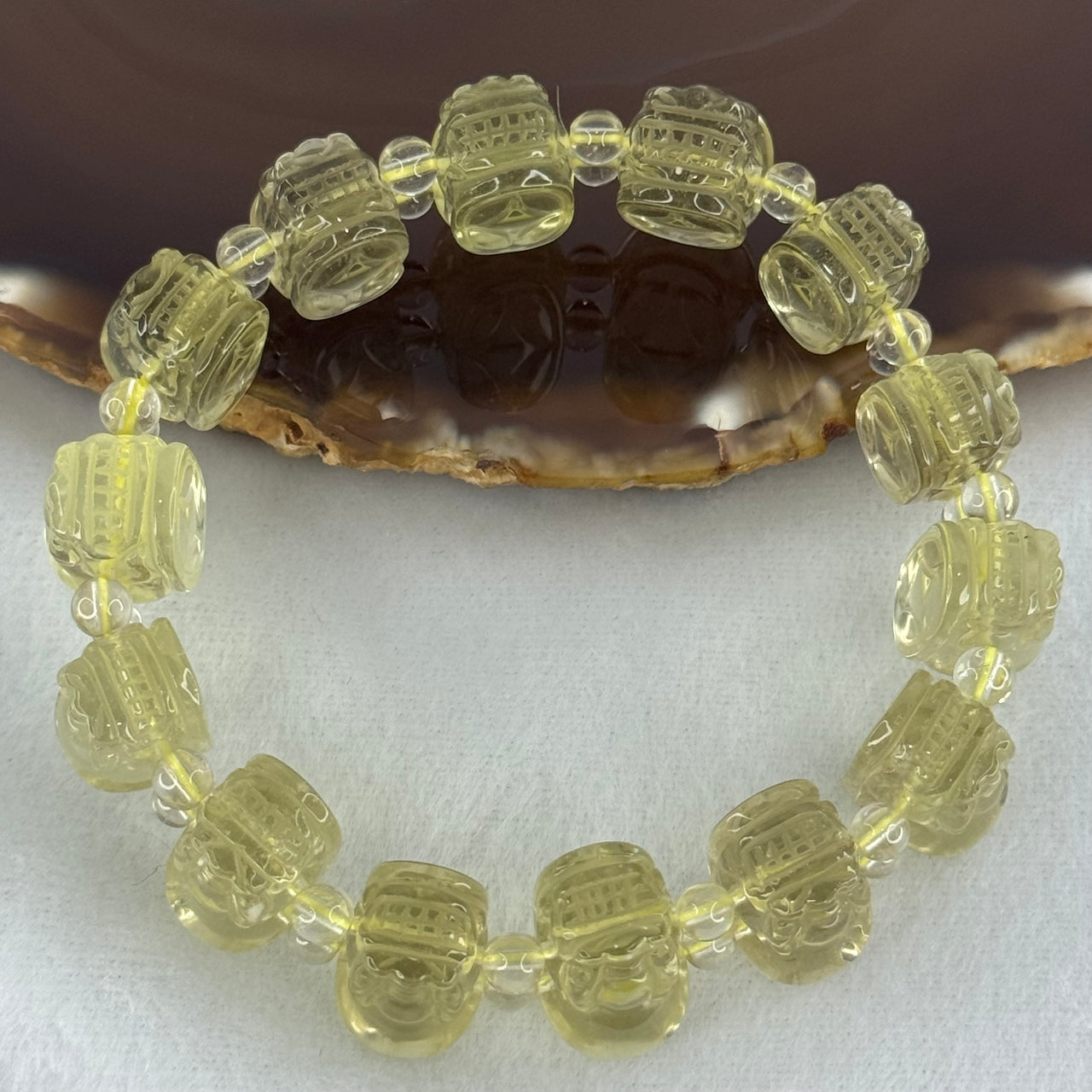 Natural Libyan Moldavite Meteorite Crystal Pixiu Beads Bracelet 天然利比亚陨石貔貅手链 45.00g 17.5cm 17.4 by 12.1 by 12.1mm 14pcs