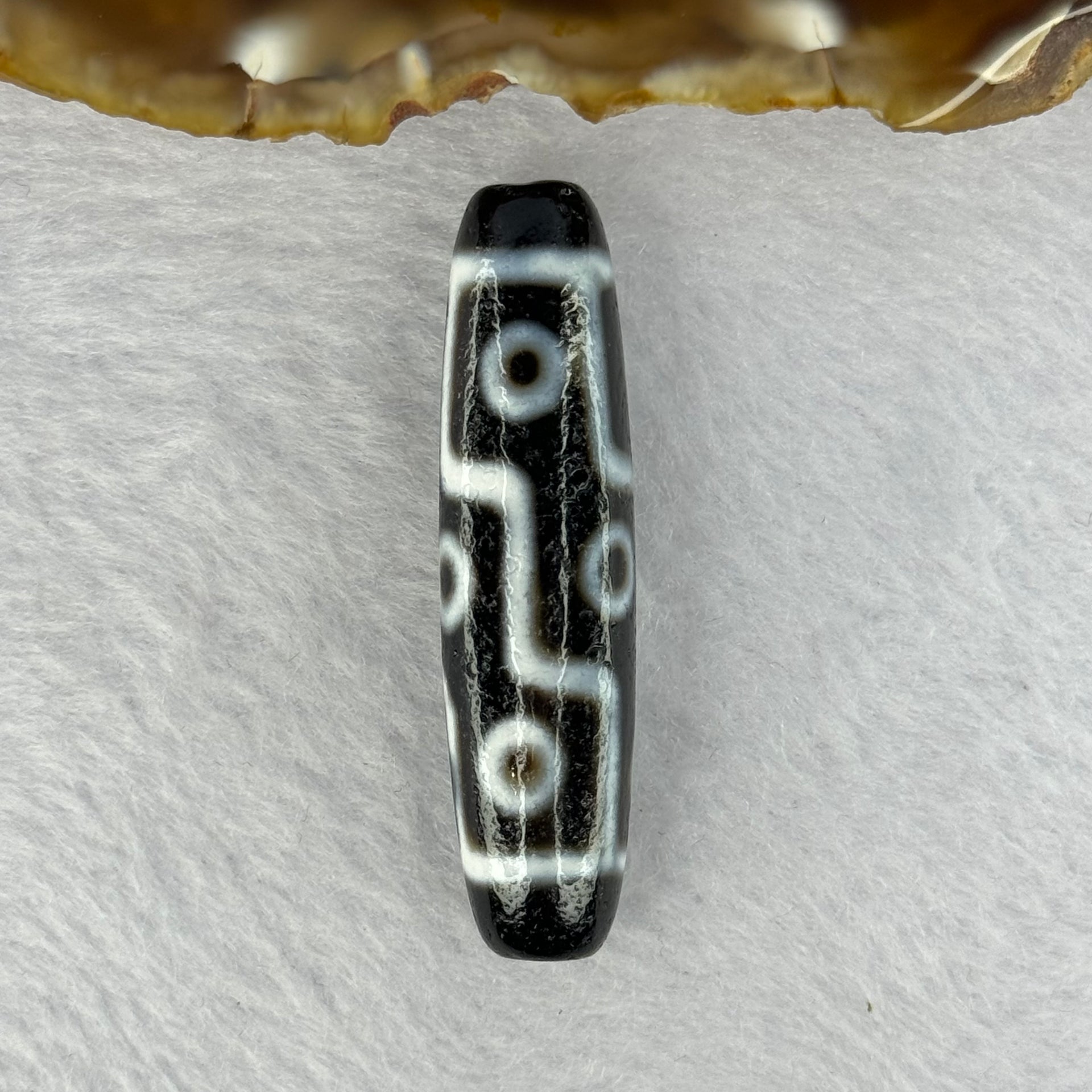 Natural Powerful Tibetan Old Oily Agate 9 Eyes Dzi Bead Heavenly Master (Tian Zhu) 九眼天诛 11.20g 48.5 by 12.1mm - Huangs Jadeite and Jewelry Pte Ltd