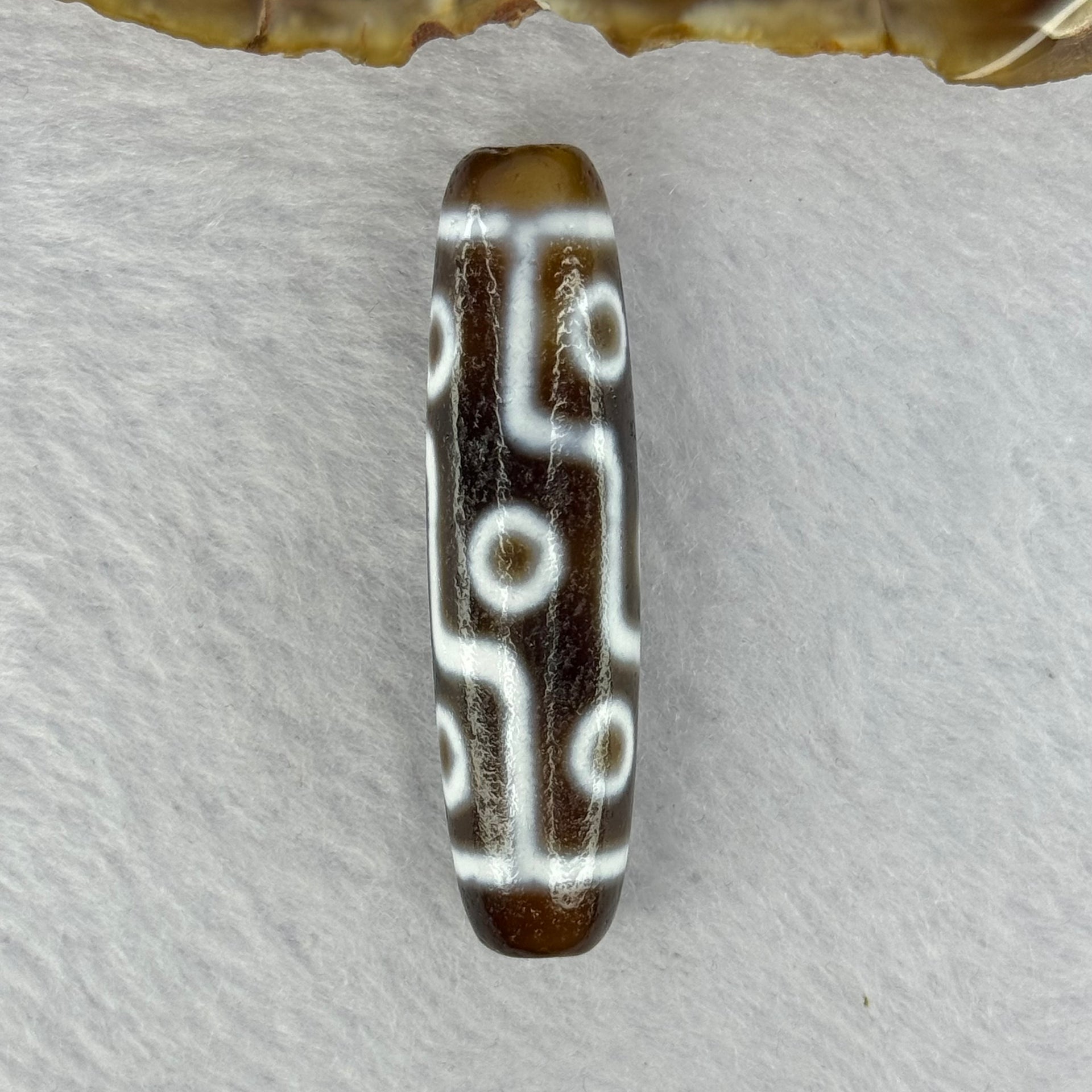 Natural Powerful Tibetan Old Oily Agate 9 Eyes Dzi Bead Heavenly Master (Tian Zhu) 九眼天诛 11.93g 48.1 by 12.7mm - Huangs Jadeite and Jewelry Pte Ltd