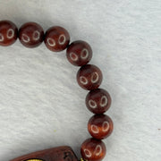 Natural Blood Zitan Beads with Rotating Turquoise Om Mani Padme Hum Powerful Mantra Bracelet 天然血檀木旋转唵嘛呢叭咪吽手链 10.86g 15cm 8.3mm 18 Beads / 30.1 by 17.5 by 6.8mm - Huangs Jadeite and Jewelry Pte Ltd