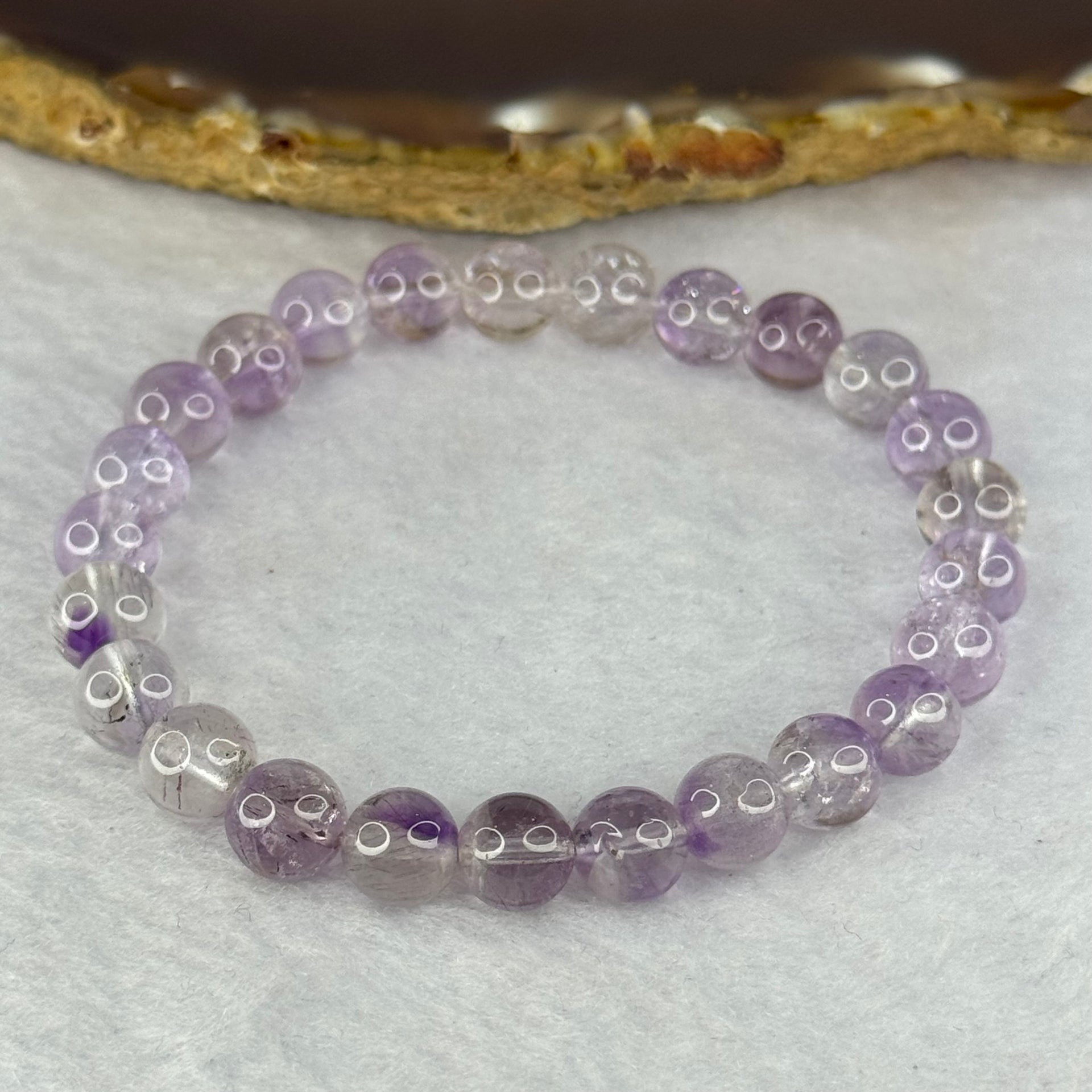 Natural Super 7 Amethyst Beads Bracelet 天然紫超七手链 15.34g 16cm 7.8mm 25 Beads - Huangs Jadeite and Jewelry Pte Ltd