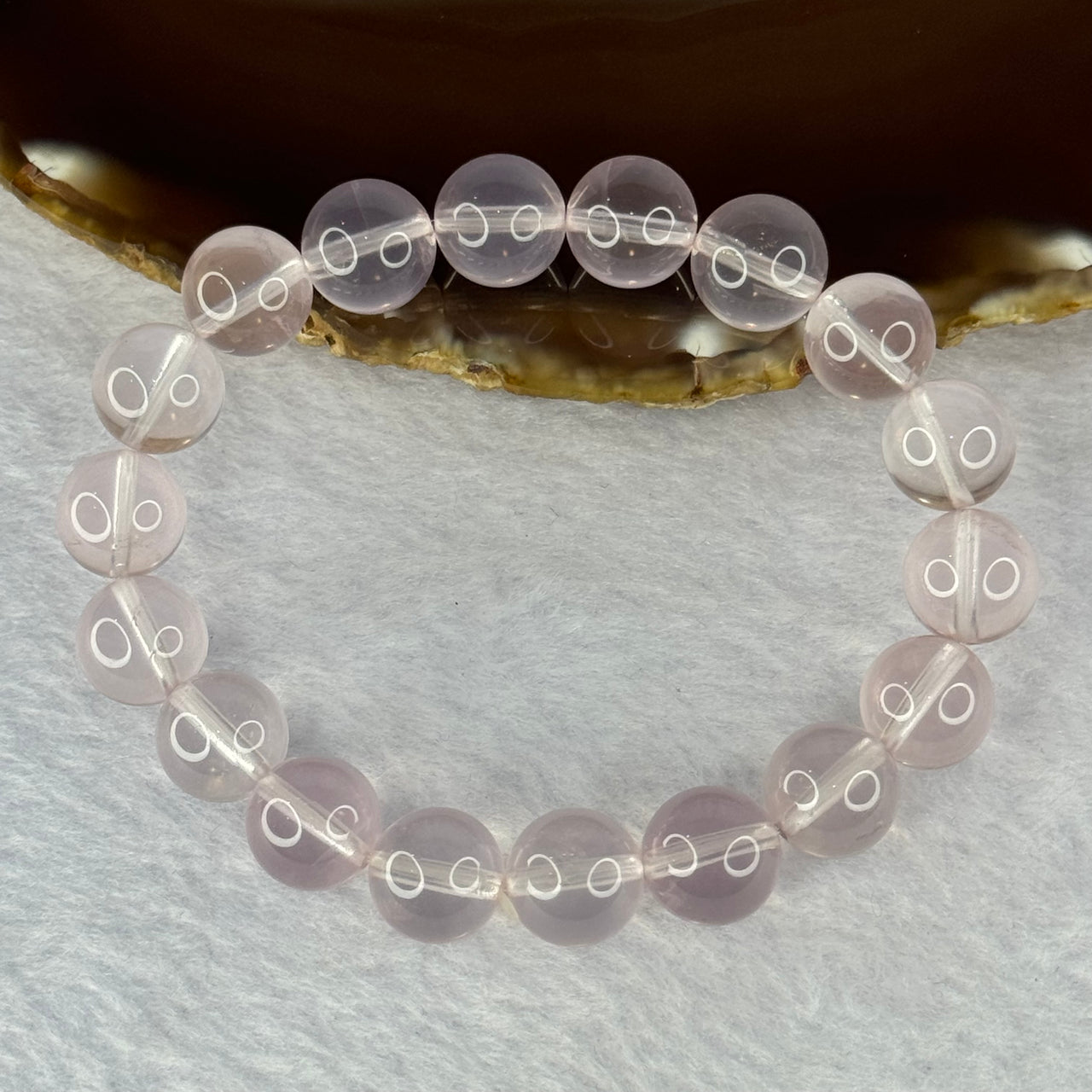 Natural Rose Quartz Beads Bracelet 天然玫瑰石英珠手链 33.93g 17cm 11.2mm 18 Beads