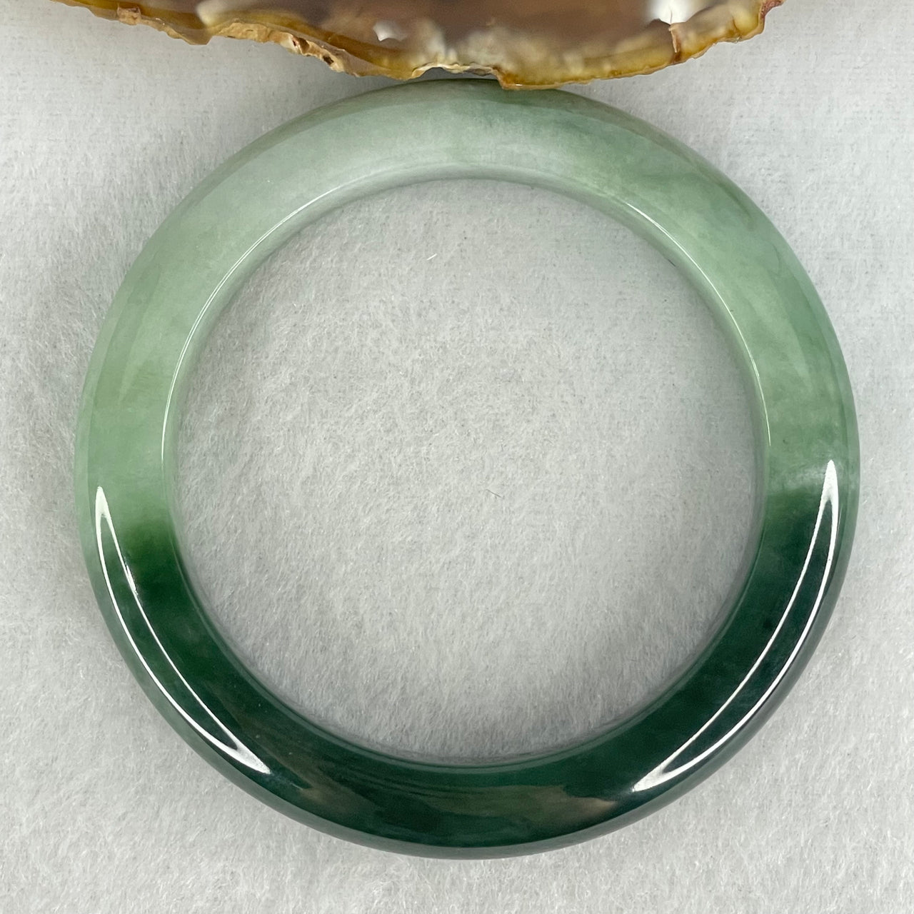 Type A Green and Dark Blueish Green Jadeite Bangle Internal Diameter 54.2mm 78.67g 11.1 by 9.3mm (Slight Internal Lines)