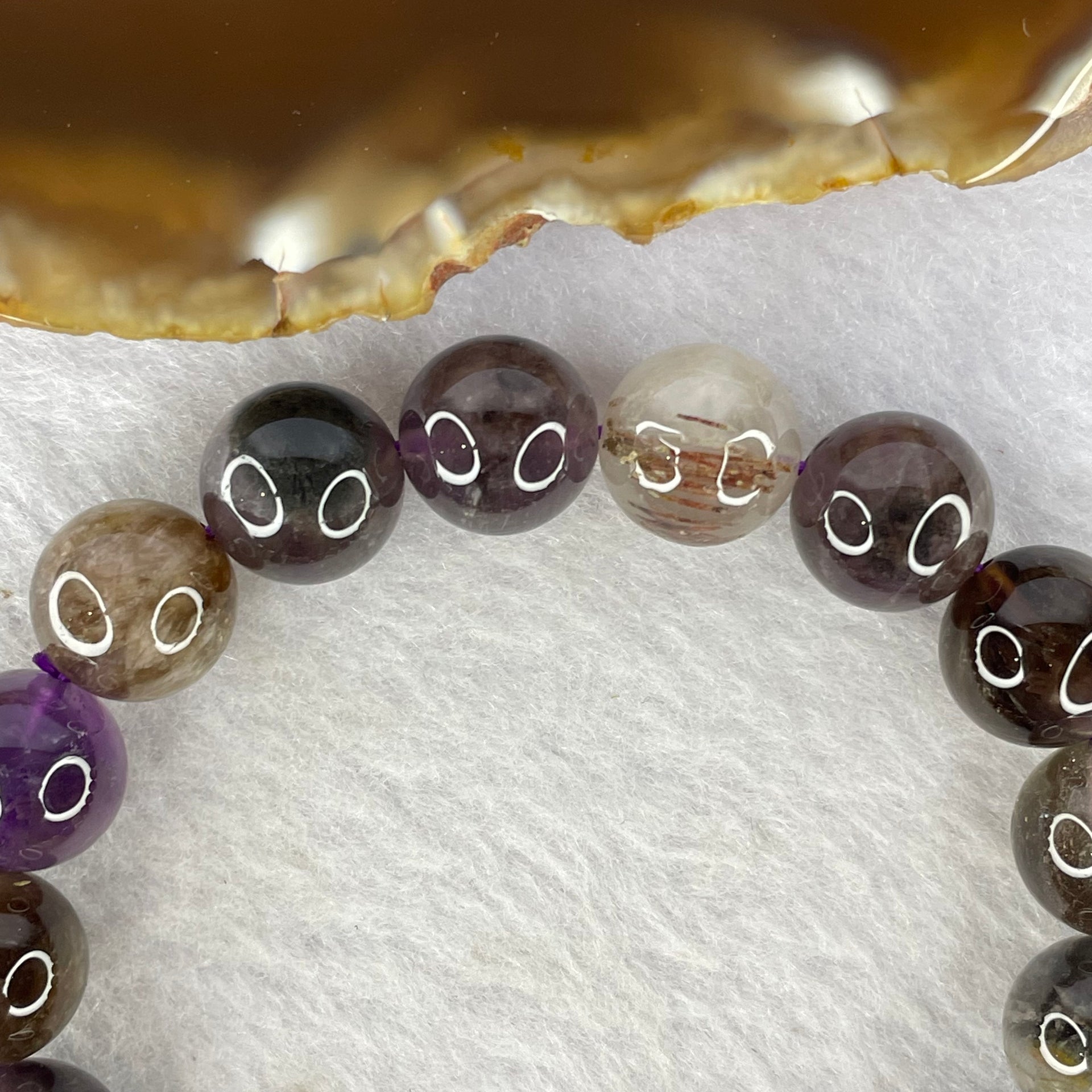 Natural Auralite Crystal Bracelet 极光手链 41.34g 21.1 mm 17 Beads - Huangs Jadeite and Jewelry Pte Ltd