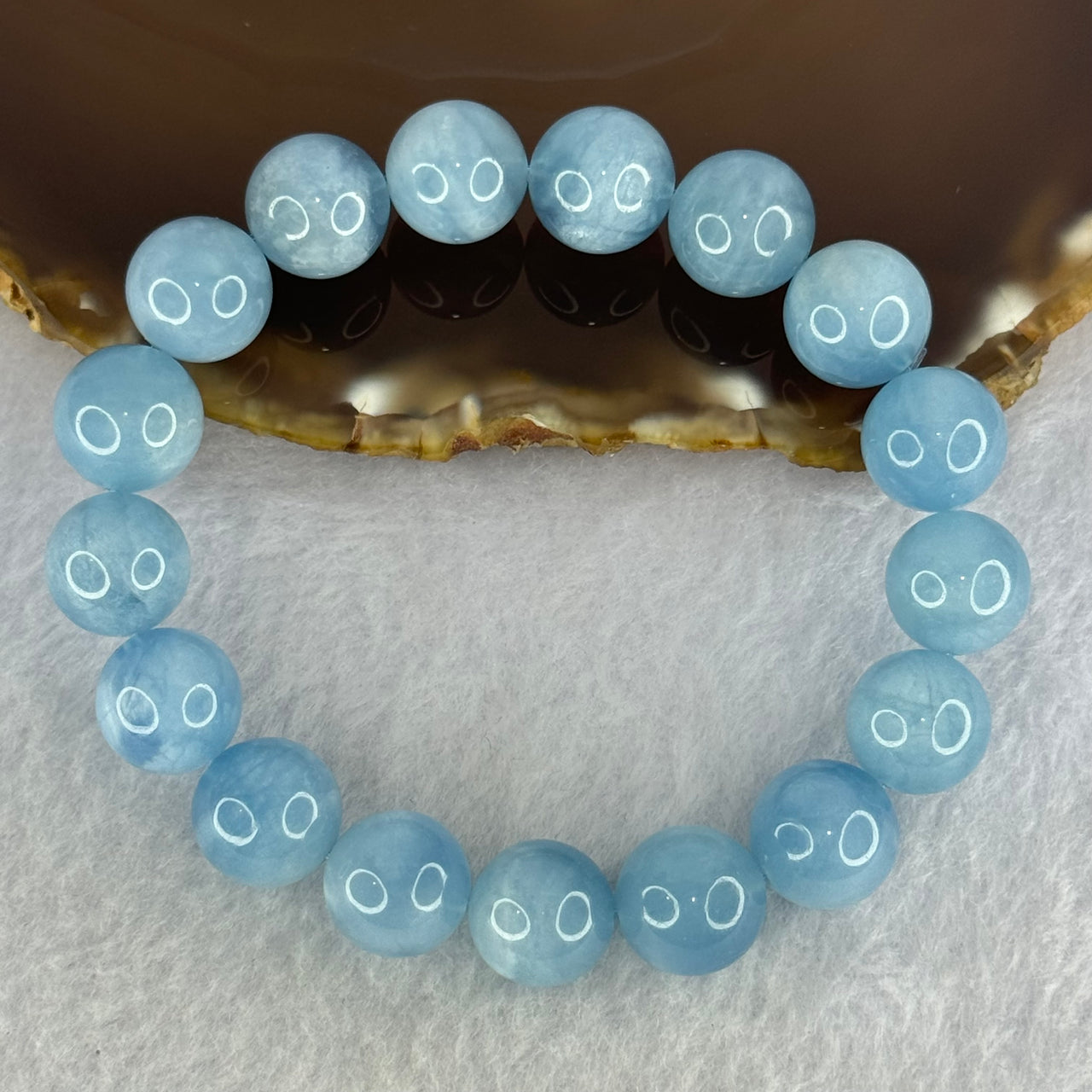 Natural Aquamarine Beads Bracelet 48.33g 19cm 12.9mm 17 Beads