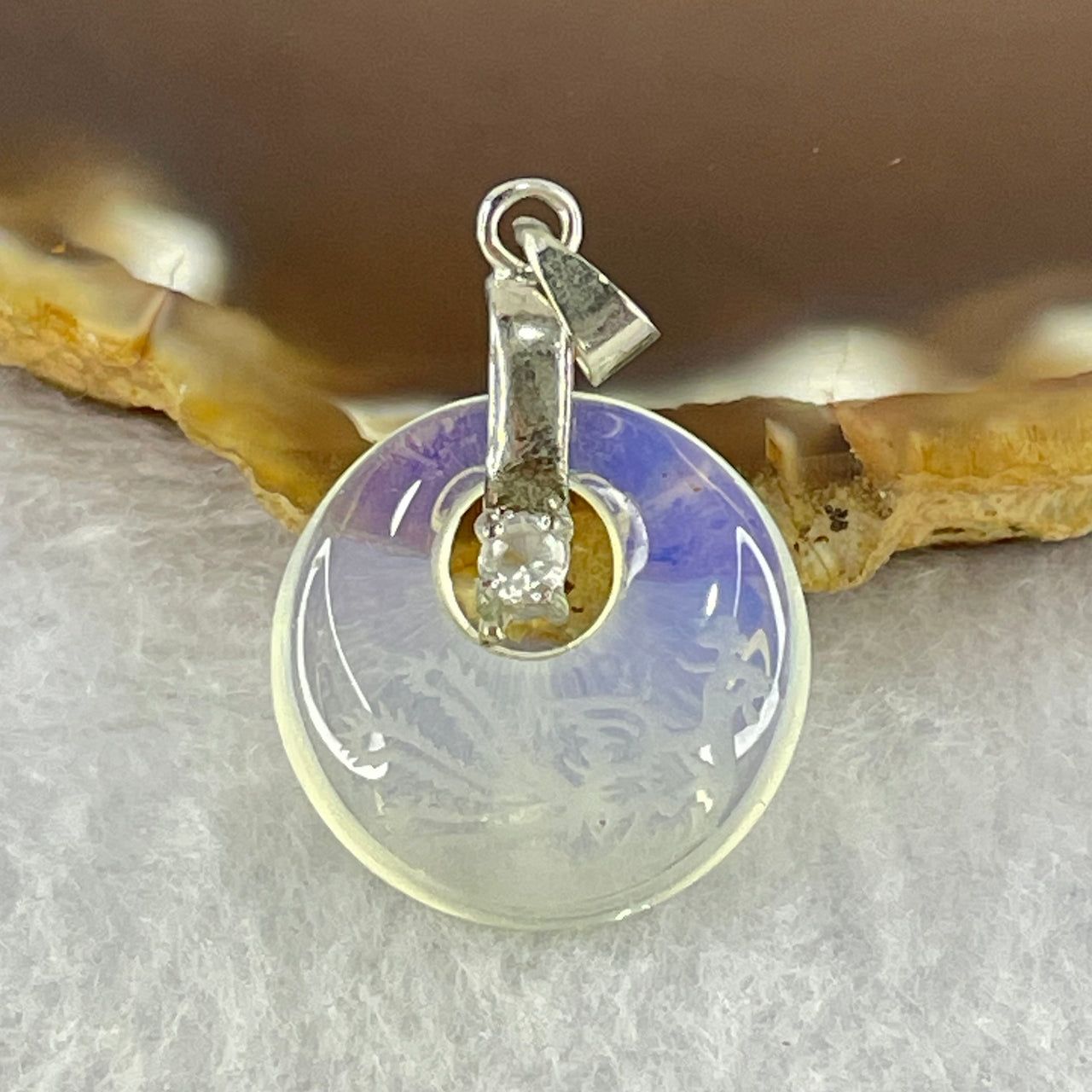 Opalite Phoenix Pendant with S925 Sliver Clasps 3.35g 19.2 by 6.4mm