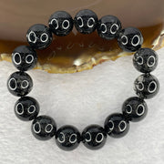 Natural Black Rutilated Quartz Beads Bracelet 54.62g 14.0mm 15 Beads - Huangs Jadeite and Jewelry Pte Ltd