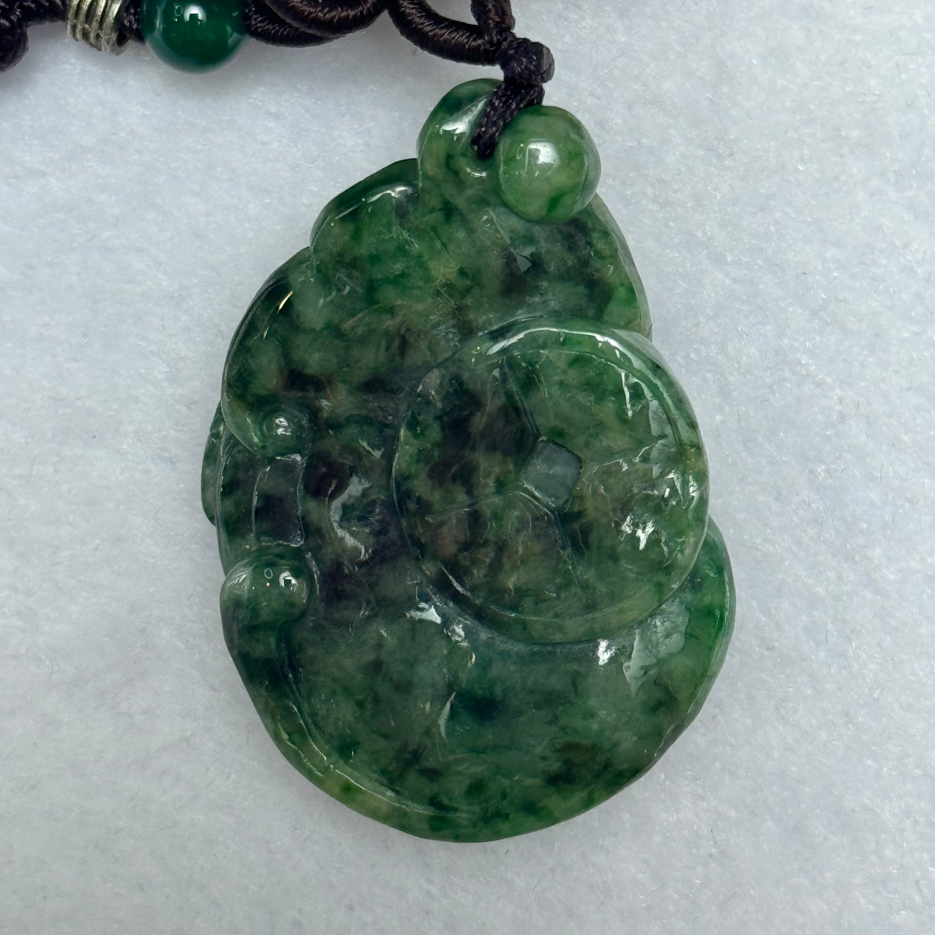 Type A Old Mine Green Piao Hua Jadeite Bat Pendent 28.33g 41.9 by 29.4 by 17.6mm - Huangs Jadeite and Jewelry Pte Ltd