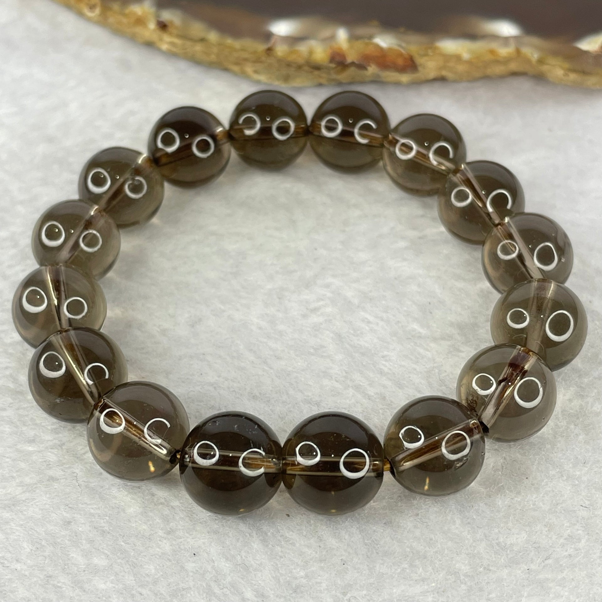 Natural Smoky Quartz Bracelet 36.34g 15.5mm 12.1mm 16 Beads - Huangs Jadeite and Jewelry Pte Ltd