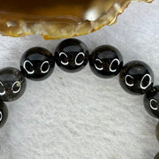 Natural Black Auralite Crystal Bracelet 黑激光手链 42.42g 12.4 mm 17 Beads - Huangs Jadeite and Jewelry Pte Ltd