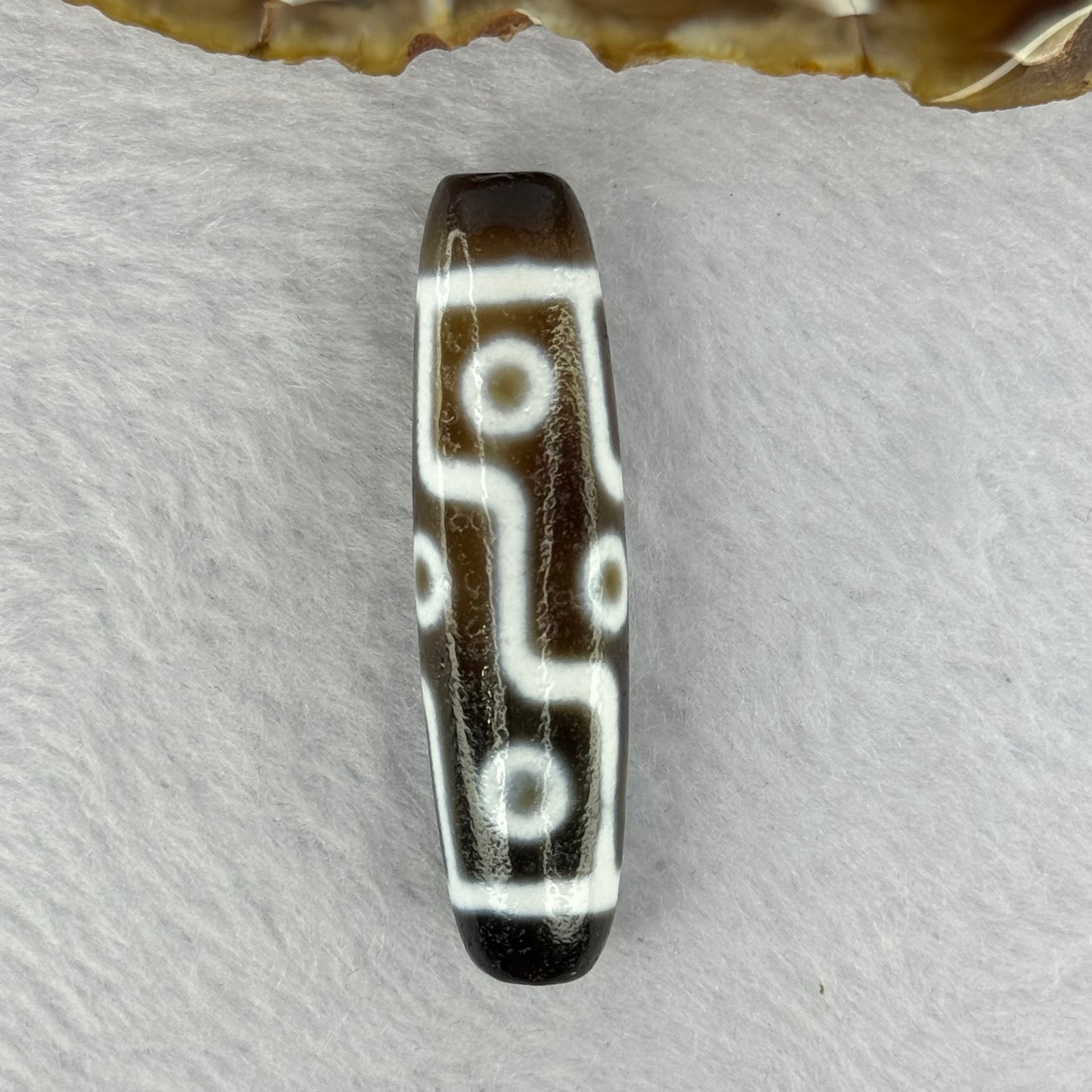 Natural Powerful Tibetan Old Oily Agate 9 Eyes Dzi Bead Heavenly Master (Tian Zhu) 九眼天诛 12.78g 49.5 by 12.8mm - Huangs Jadeite and Jewelry Pte Ltd