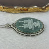 Type A Blueish Green Jadeite Guan Yin S925 Sliver Pendent with Crystals in Sliver Necklace 15.78g 37.6 by 2.0mm