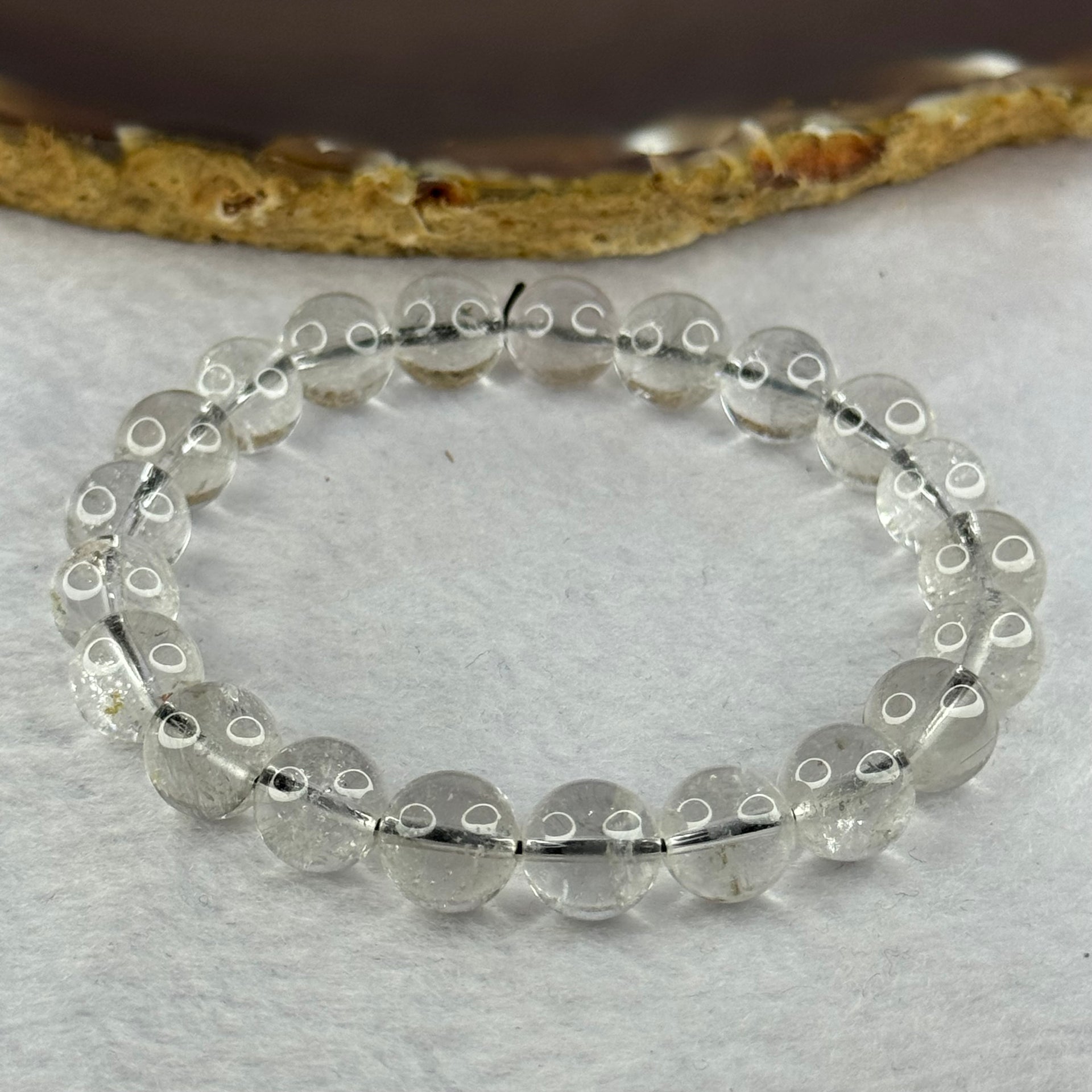 Natural Titanium Rutilated Clear Quartz 22.79g 16cm 9.4mm 21 Beads - Huangs Jadeite and Jewelry Pte Ltd