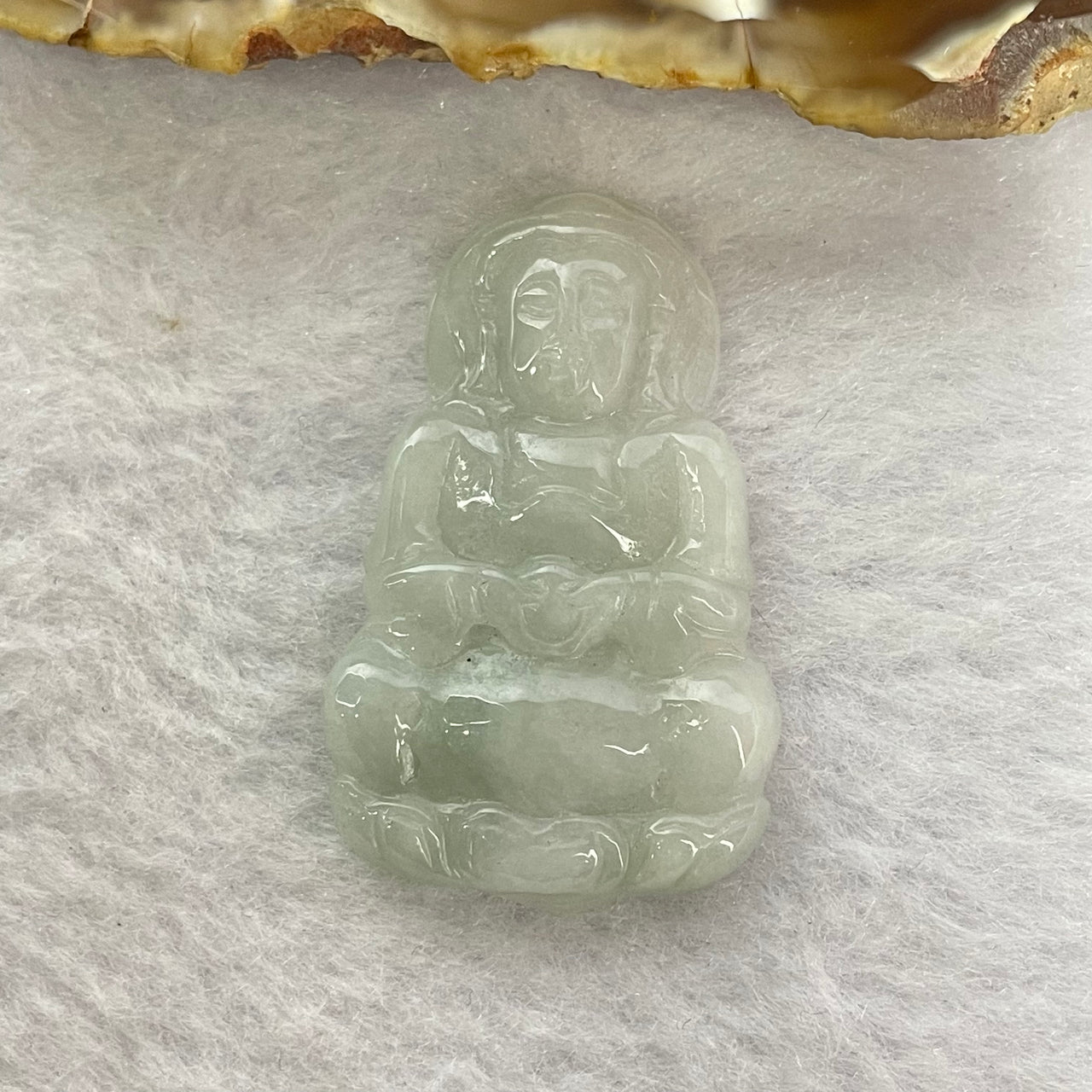 Type A Green Jadeite Guan Yin Pendant 8.43g  40.4 by 25.2 by 5.6mm - Huangs Jadeite and Jewelry Pte Ltd