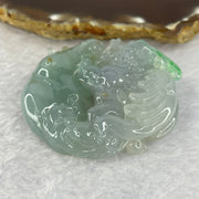 Rare Grand Master Type A Semi Icy Sky Blue with Spicy Green Jadeite 飞天貔貅 Flying Pixiu 63.73g 54.7 by 52.0 by 13.4mm with Wooden Stand - Huangs Jadeite and Jewelry Pte Ltd