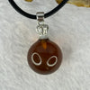 Natural Cognac With Red Amber Bead in S925 Silver Clasp and String Necklace 4.72g 17.0mm