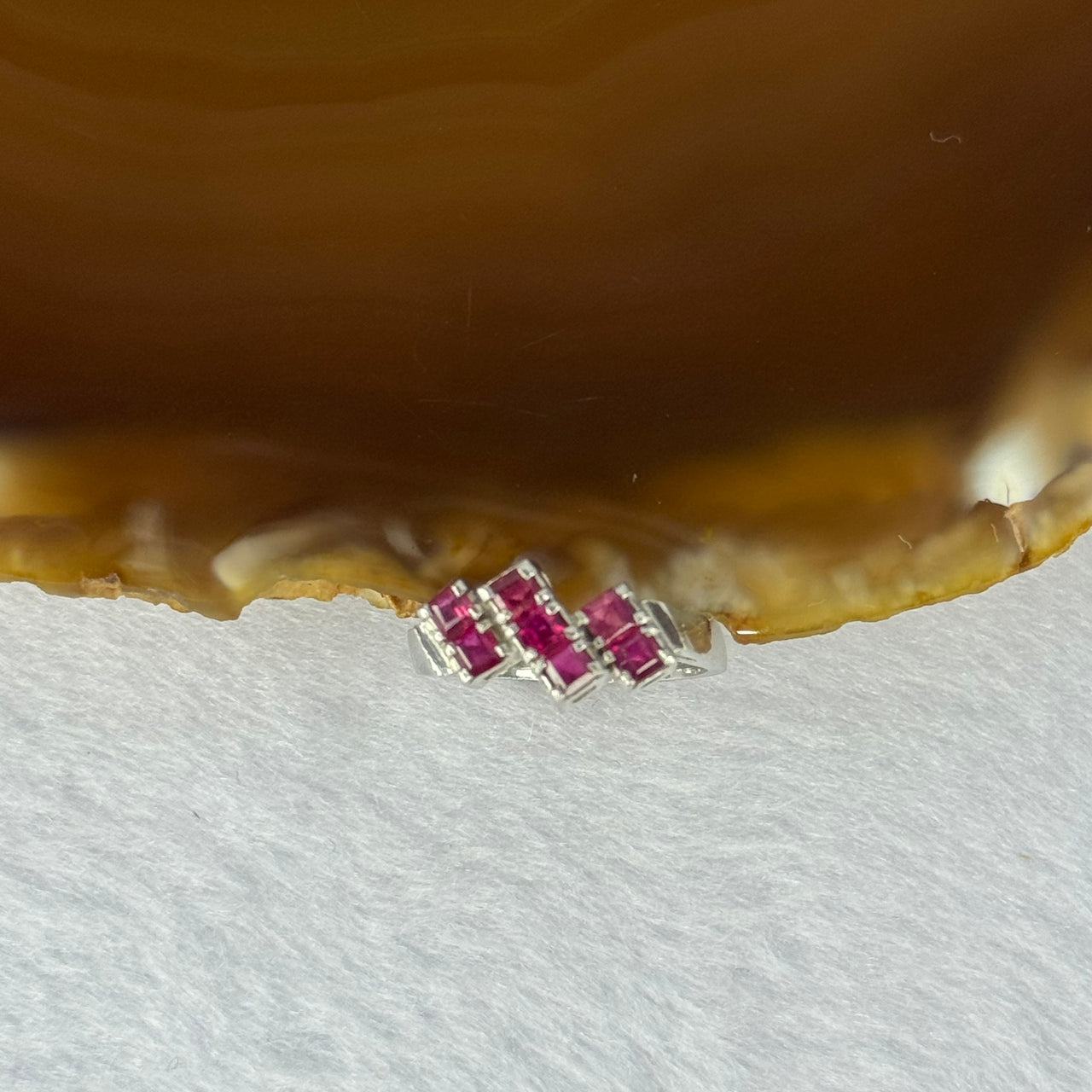 Natural Rubies Total 0.75ct in Platinum PT900 Ring 4.11g Each Ruby about 2.5 by 2.5 by 2.5mm US4 HK8.5 - Huangs Jadeite and Jewelry Pte Ltd