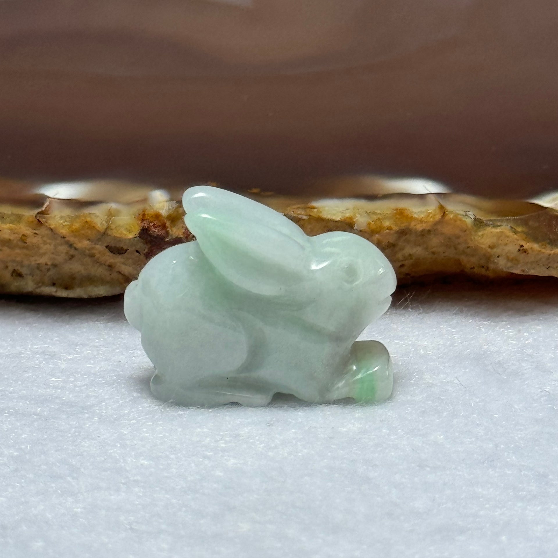 Type A Lavender Green Jadeite Rabbit Pendant 7.38g 23.5 by 9.7 by 18.1mm - Huangs Jadeite and Jewelry Pte Ltd