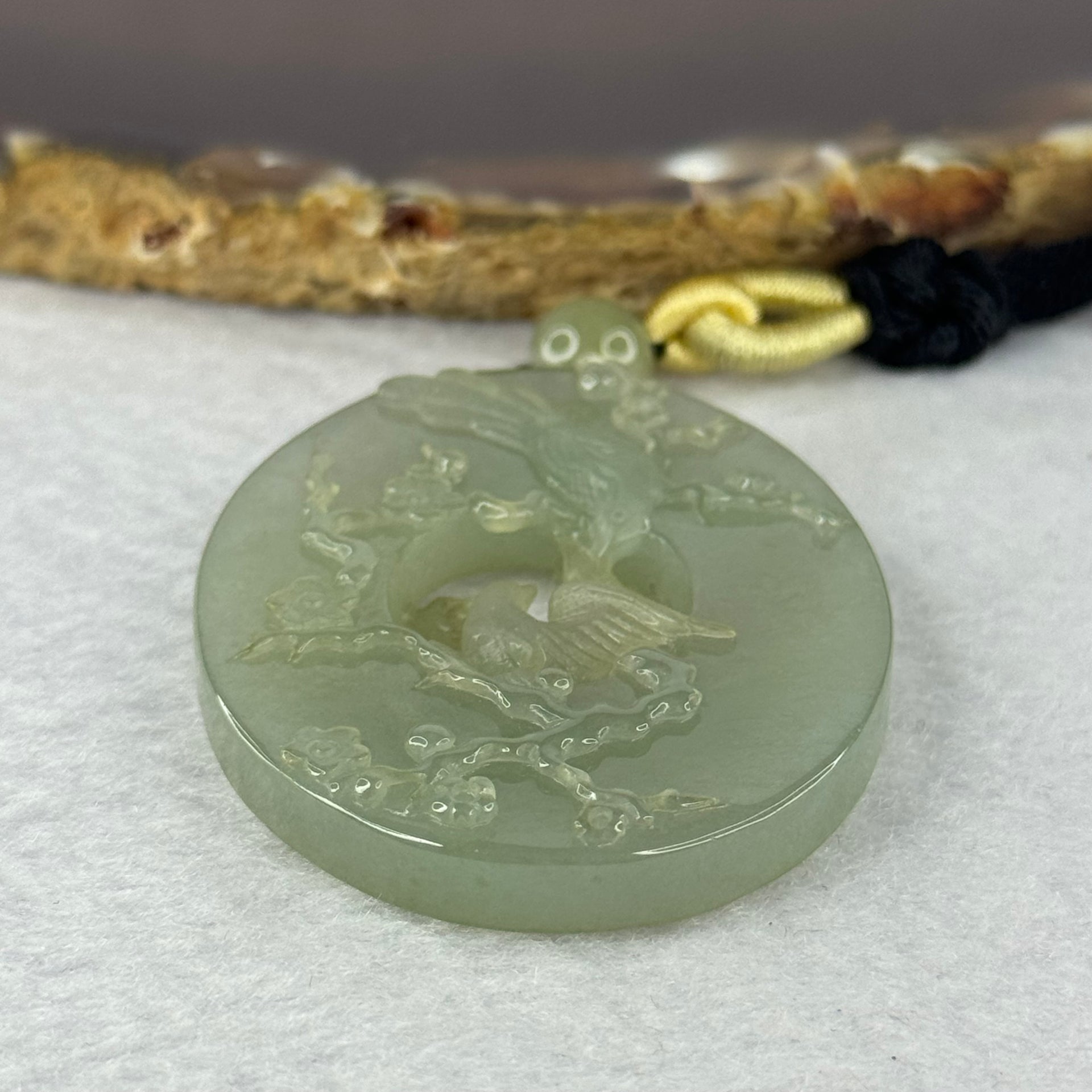 Type A Green Jadeite Dual Bird Pendent 花开富贵双双对对双鸟牌 26.44g 46.9 by 38.1 by 7.6mm - Huangs Jadeite and Jewelry Pte Ltd