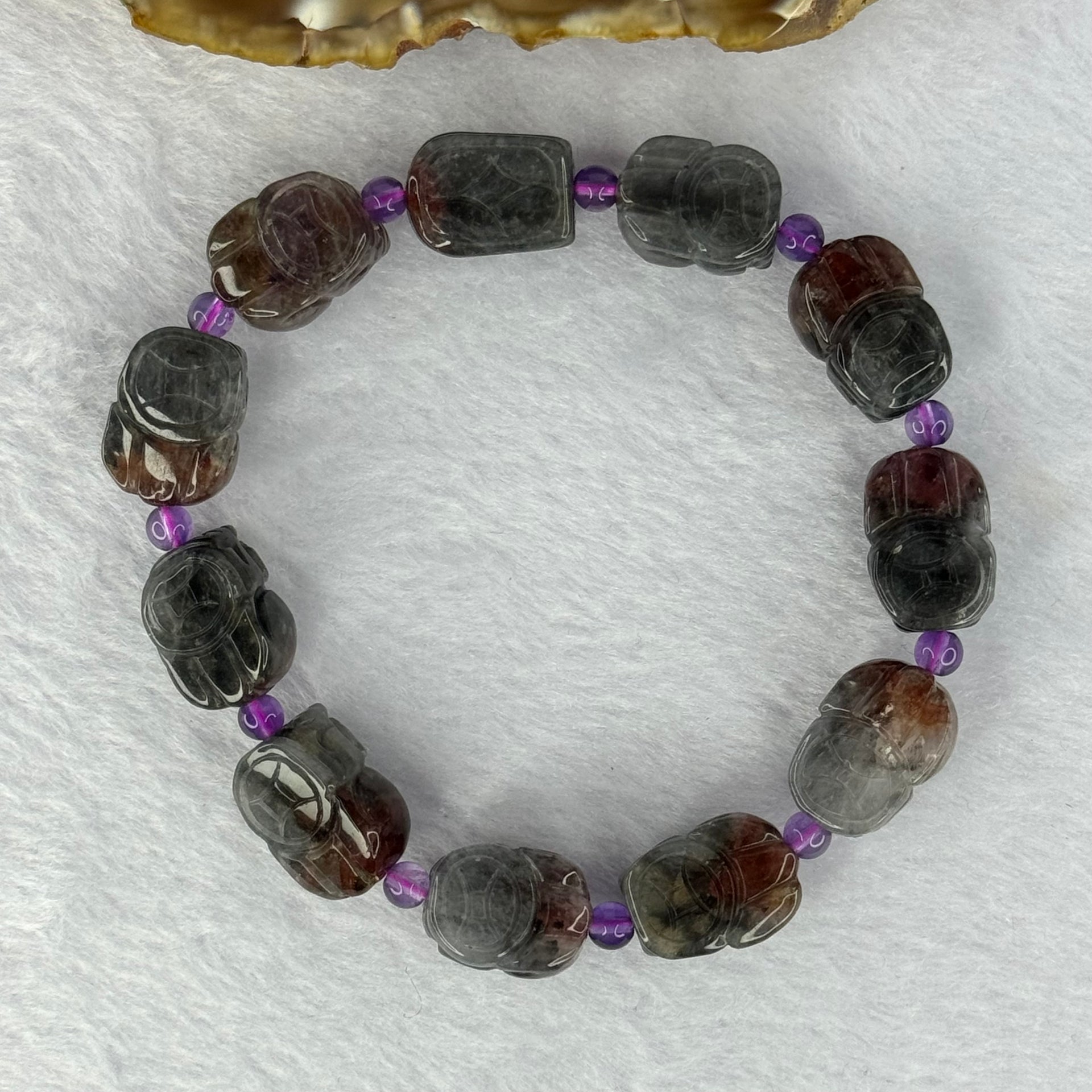 Natural Auralite 23 Pixiu Bracelet 天然极光23貔貅手链 44.73g 19.5cm each approx 16.5 by 12.2 by 11.7mm 11 Pixiu - Huangs Jadeite and Jewelry Pte Ltd