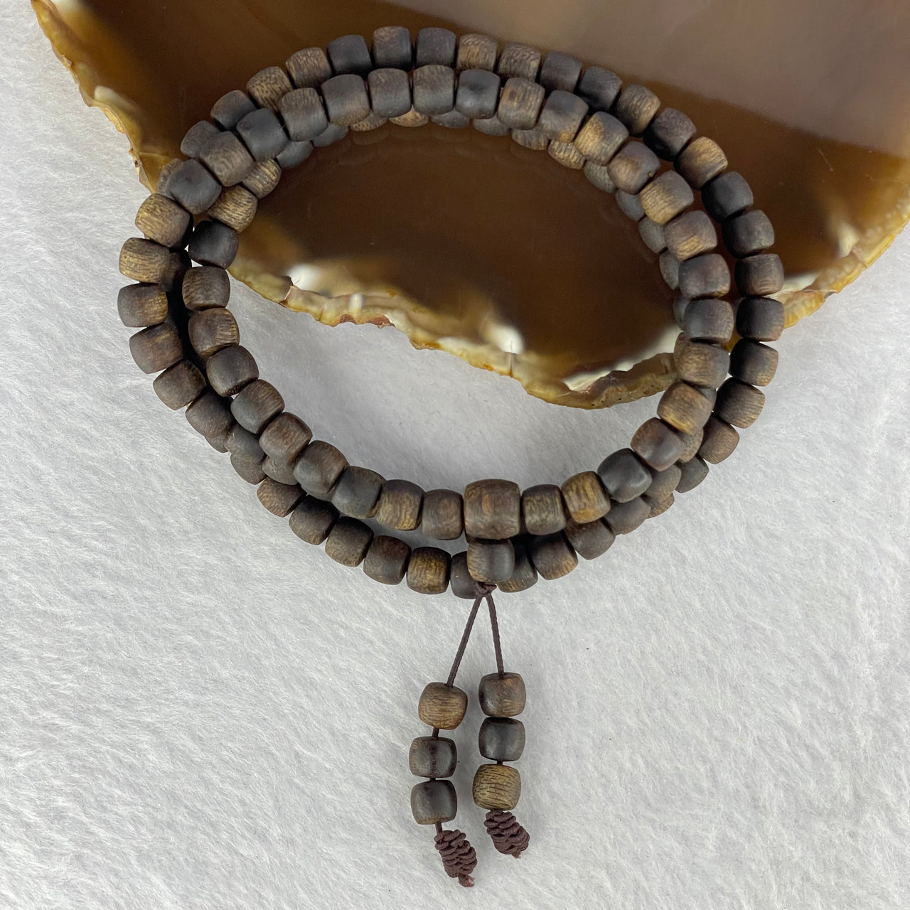 Rare Very Very High End Very Old Wild Vietnam Qi Nan Sinking Type Agarwood Beads Necklace 罕见非常高端非常古老野生越南奇南沉沉型沉香珠项链 27.09g 70cm 7.4mm 108 + 6 Beads - Huangs Jadeite and Jewelry Pte Ltd