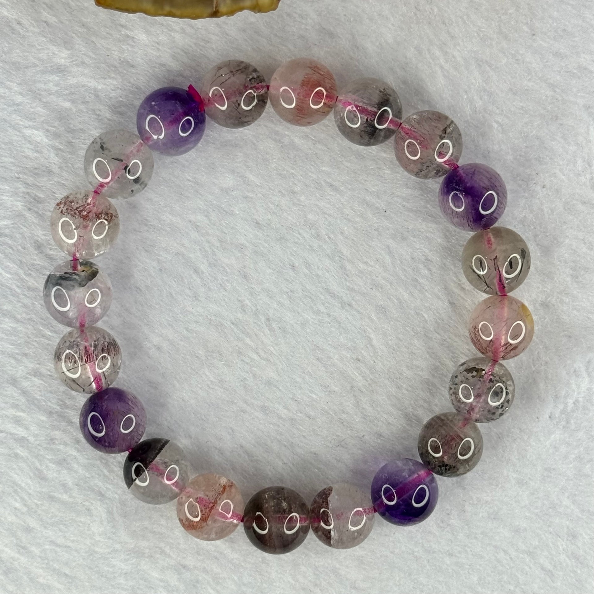 Above Average Grade Natural Super 7 Crystal Beads Bracelet 天然超级七水晶珠手链 25.58g 16.5cm 9.9mm 20 Beads - Huangs Jadeite and Jewelry Pte Ltd