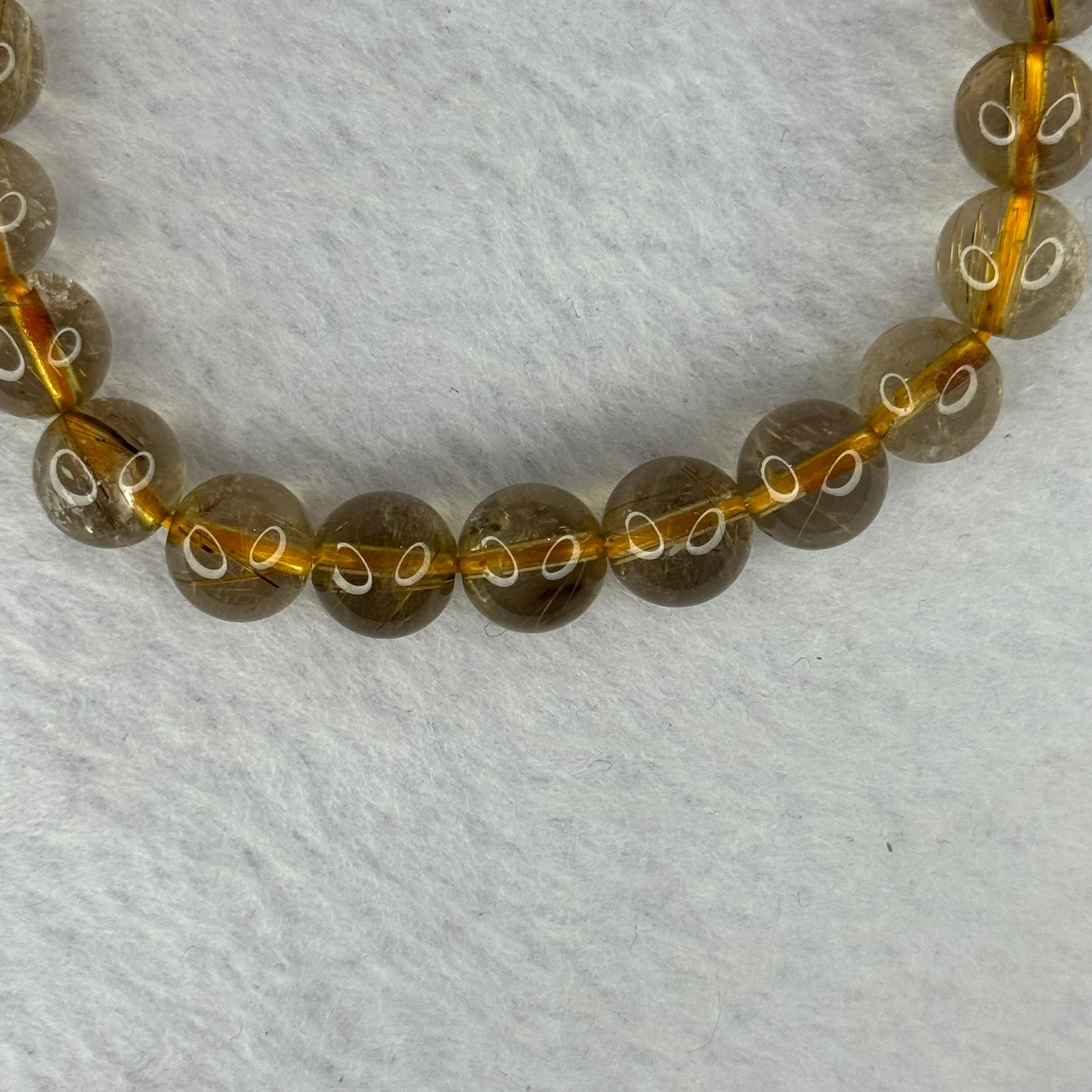 Natural Golden Rutilated Quartz Beads 天然金发水晶手链 17.28g 15cm 8.4mm 23 Beads - Huangs Jadeite and Jewelry Pte Ltd