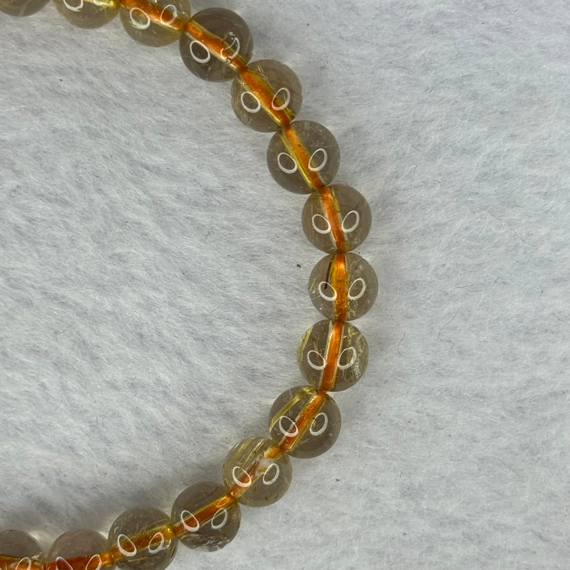 Natural Golden Rutilated Quartz Beads 天然金发水晶手链 17.51g 15cm 8.4mm 23 Beads - Huangs Jadeite and Jewelry Pte Ltd