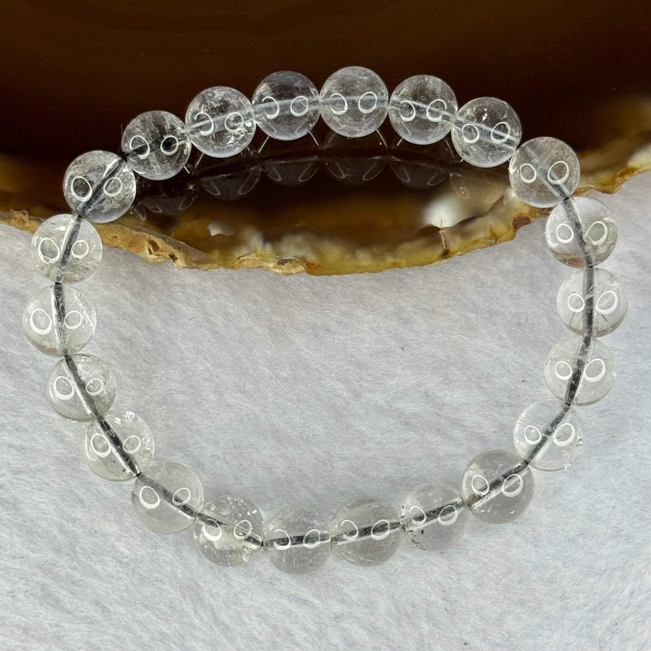 Natural Titanium Rutilated Clear Quartz 16.29g 14.5cm 8.3mm 22 Beads - Huangs Jadeite and Jewelry Pte Ltd