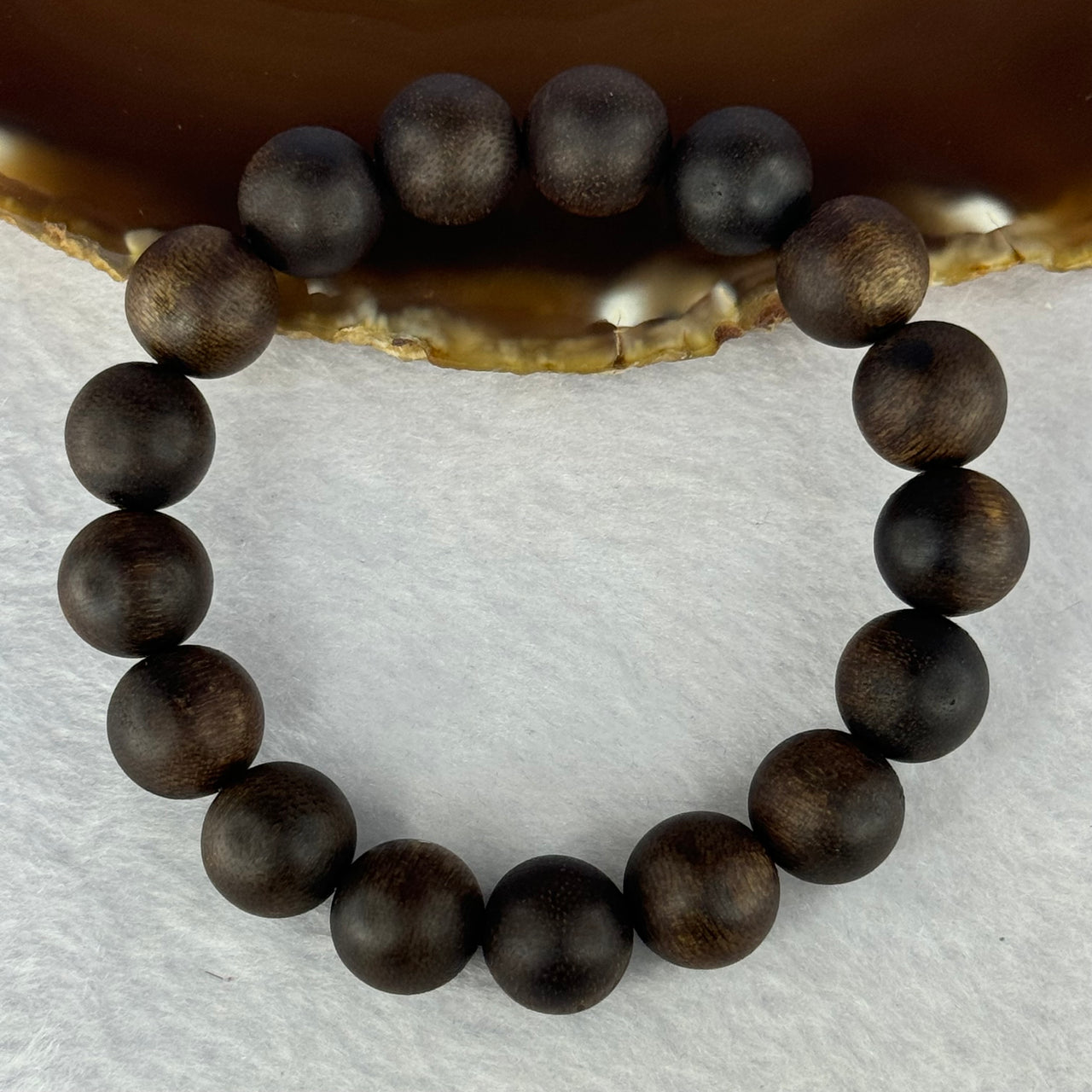 Natural China Hainan Agarwood Beads Bracelet 中国海南沉香木手链（Half Sinking) 16.35g 18cm 13.0mm 17 Beads