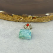 Natural Larimar With Nan Hong in Sliver Claps Charm/Pendent 4.01g 13.5 by 13.3 by 6.4mm 5.2 by 3.5 by 1.2mm - Huangs Jadeite and Jewelry Pte Ltd