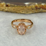 Natural Pink Morganite In 925 Sliver Rose Gold Colour Ring (Adjustable Size) 2.84g 8.1 by 6.5 by 4.0mm - Huangs Jadeite and Jewelry Pte Ltd