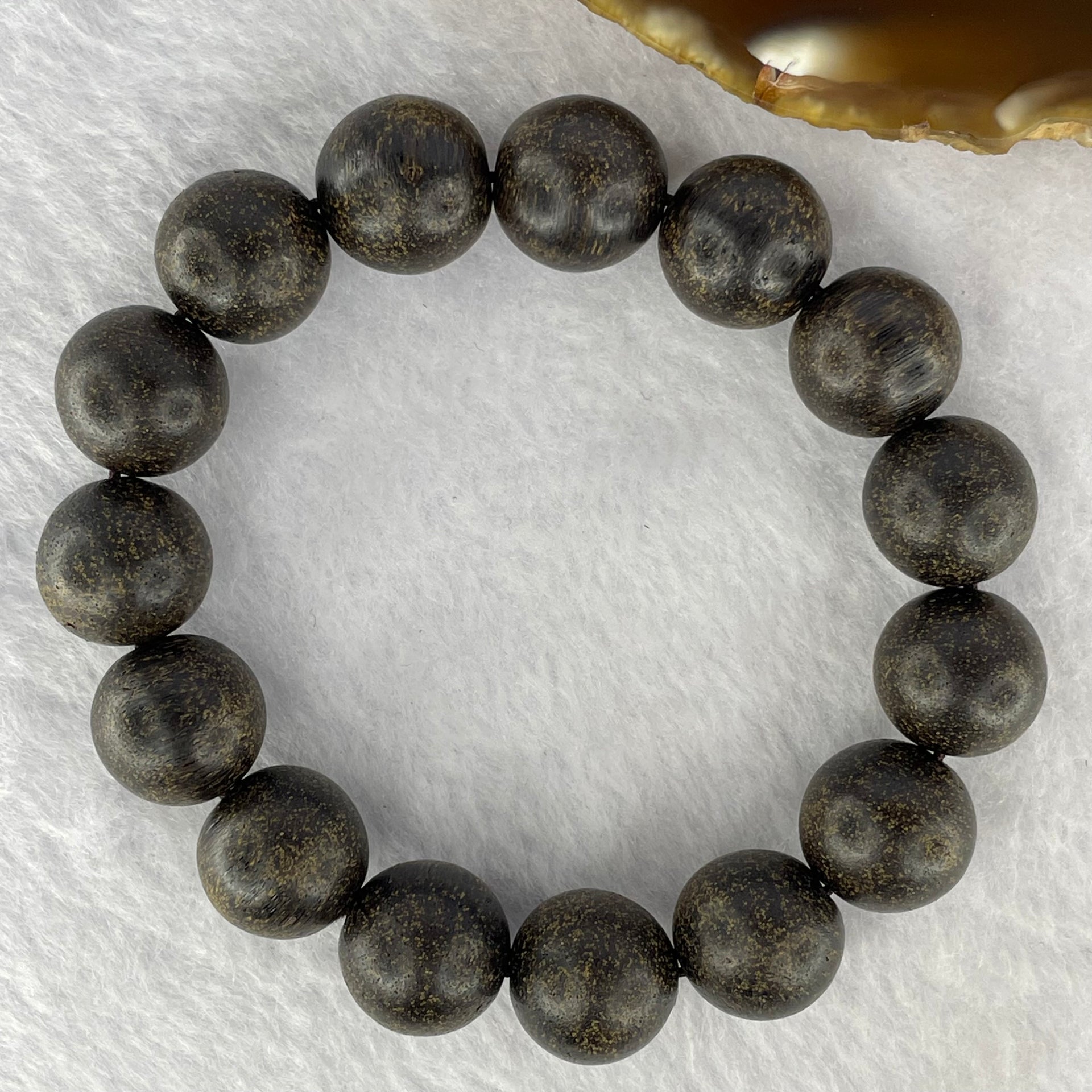 Natural Old Wild Indonesia Agarwood Beads Bracelet (Sinking Type) 天然老野生印尼沉香珠手链 22.72g 17.5 cm / 13.9 mm 15 Beads - Huangs Jadeite and Jewelry Pte Ltd