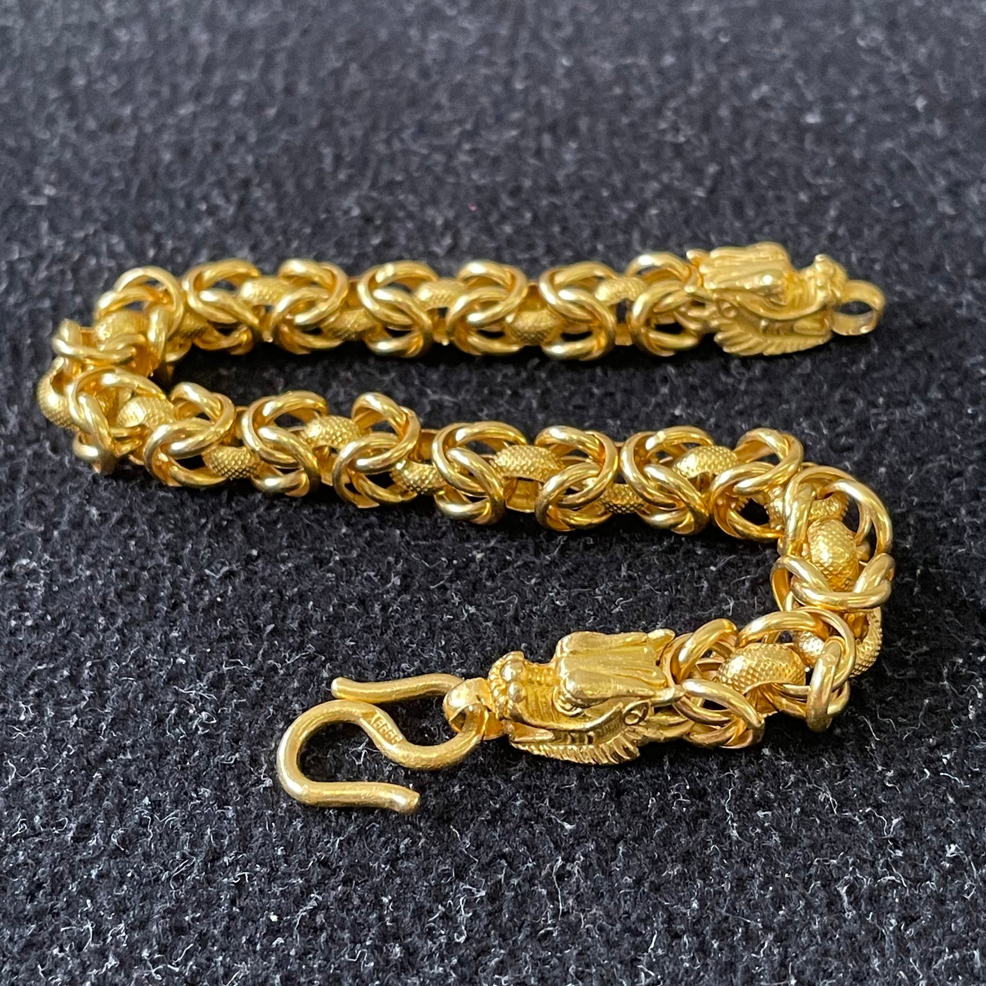 Pre-Love 9999 Gold Dragon Bracelet with Dragon Head 30.20g $93/g 20.5cm Brand Chung Hwa Jade & Jewellery Co. - Huangs Jadeite and Jewelry Pte Ltd