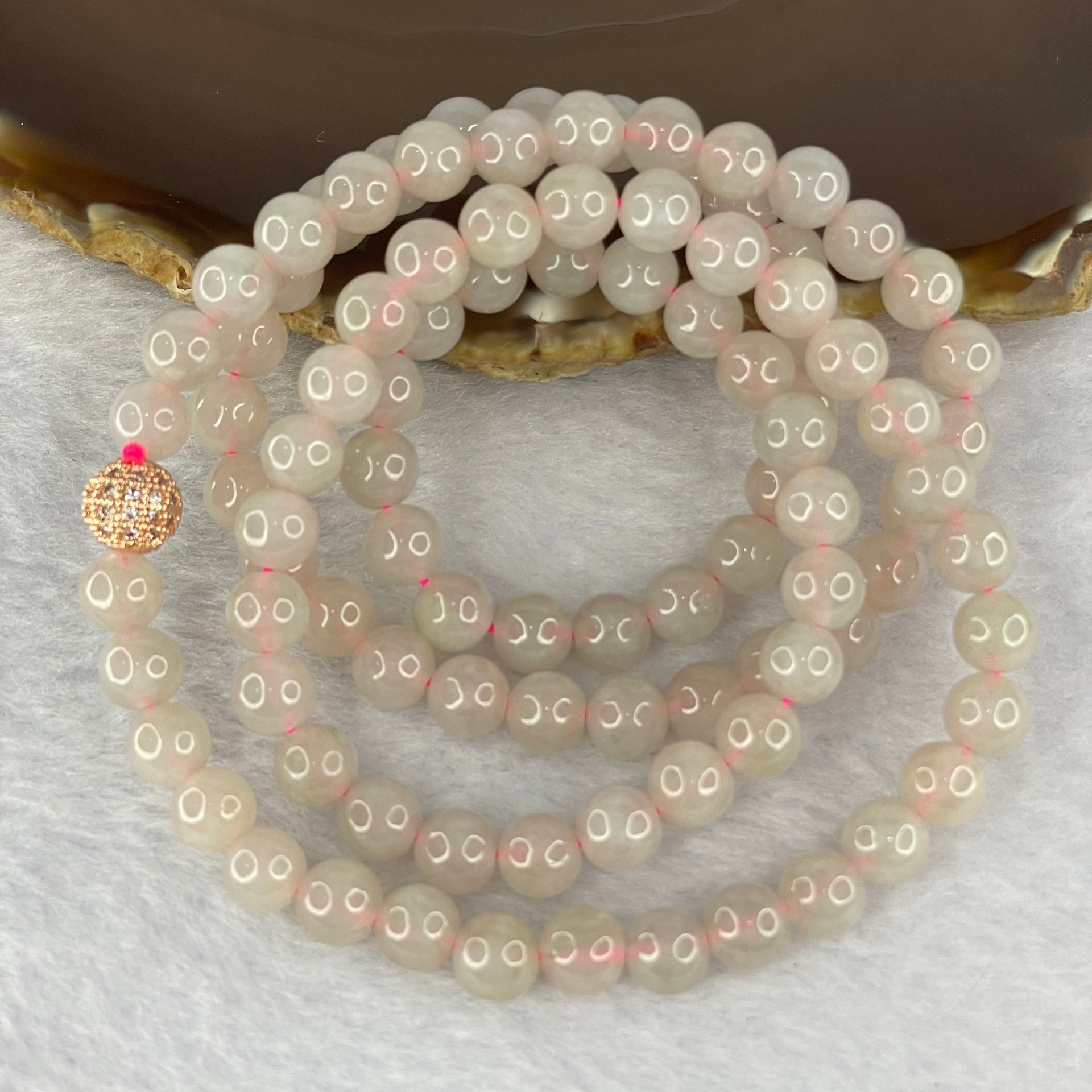 Type A Semi Icy Pink Jadeite Beads Necklace 98 Beads 7.2mm 58.32g - Huangs Jadeite and Jewelry Pte Ltd