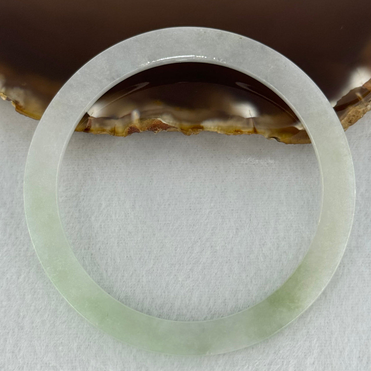 Type A Light Green and Lavender Jadeite Flat Bangle Internal Diameter 55.6mm 17.82g 3.8 by 7.5mm (Very Very Slight Internal Line)