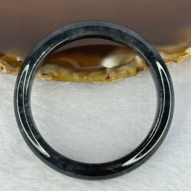 Type A Highly Translucent Black Grey Wuji Jadeite Baby Bangle 13.17g Internal Diameter 36.4mm 7.3 by 5.2mm