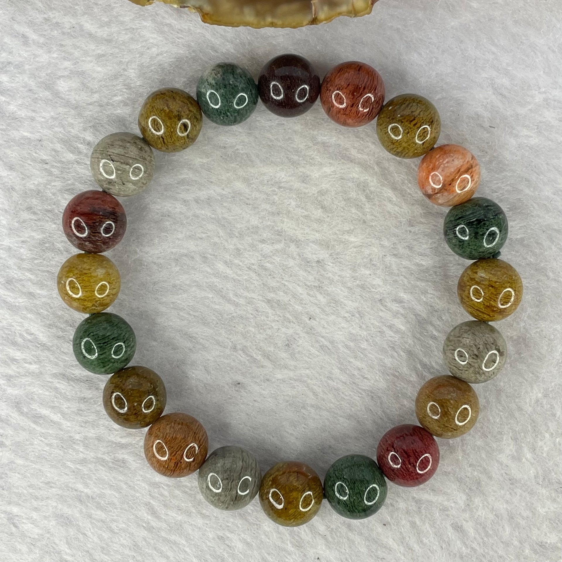 Natural Mixed Colour Phantom Quartz Bracelet 24.23g 16cm 9.8mm 20 Beads - Huangs Jadeite and Jewelry Pte Ltd