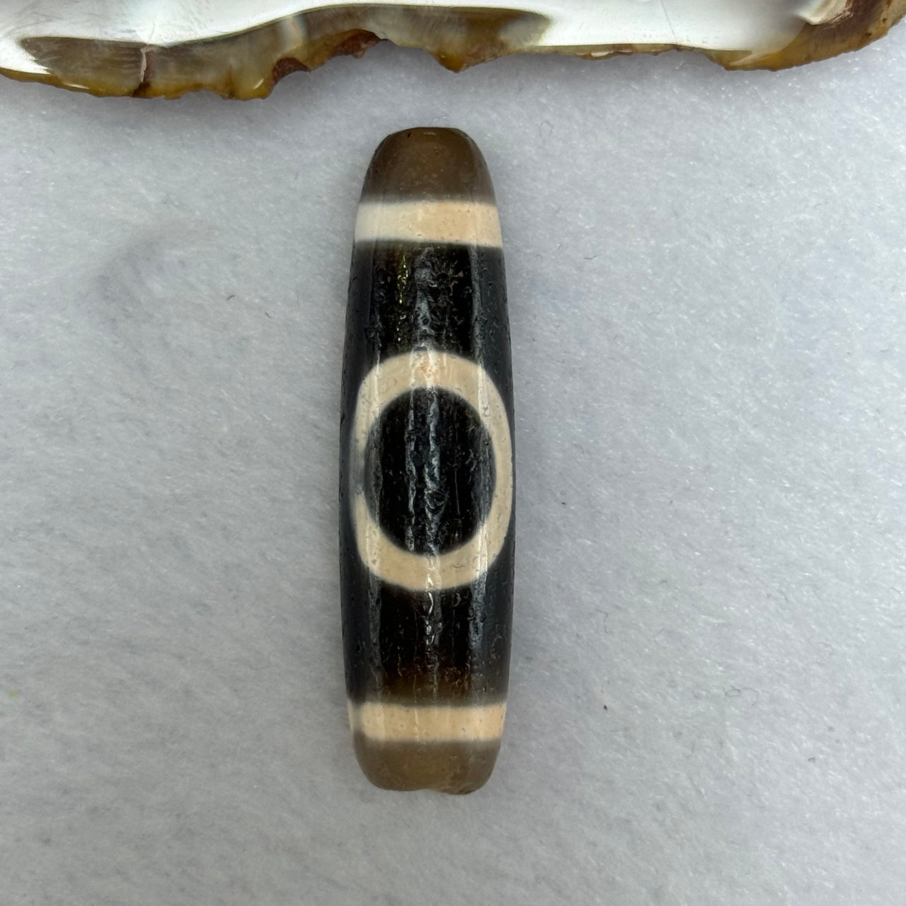 Natural Powerful Tibetan Old Oily Agate Sky Door Serenity 1 Eye Dzi Bead Heavenly Master (Tian Zhu) 一眼天诛 11.39g 46.3 by 12.3mm - Huangs Jadeite and Jewelry Pte Ltd