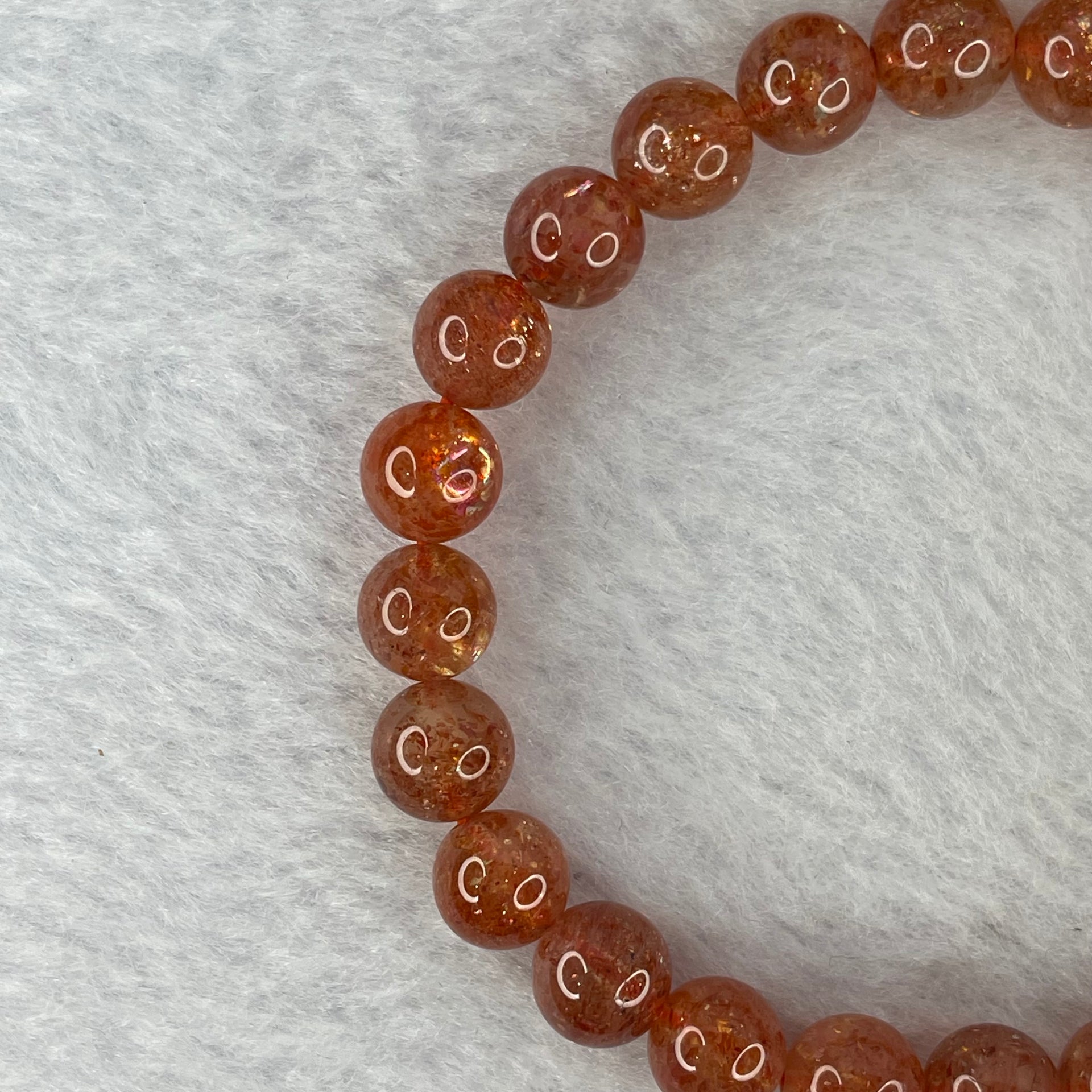 Good Grade Natural Sunstone, Heliolite and Aventurine Feldapar Beads Bracelet 天然金太阳日光石珠手链 15.34g 15.5 cm 8.0 mm 24 Beads - Huangs Jadeite and Jewelry Pte Ltd