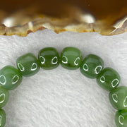 Natural Green Nephrite Bracelet 31.96g 9.9 mm 19 Beads - Huangs Jadeite and Jewelry Pte Ltd