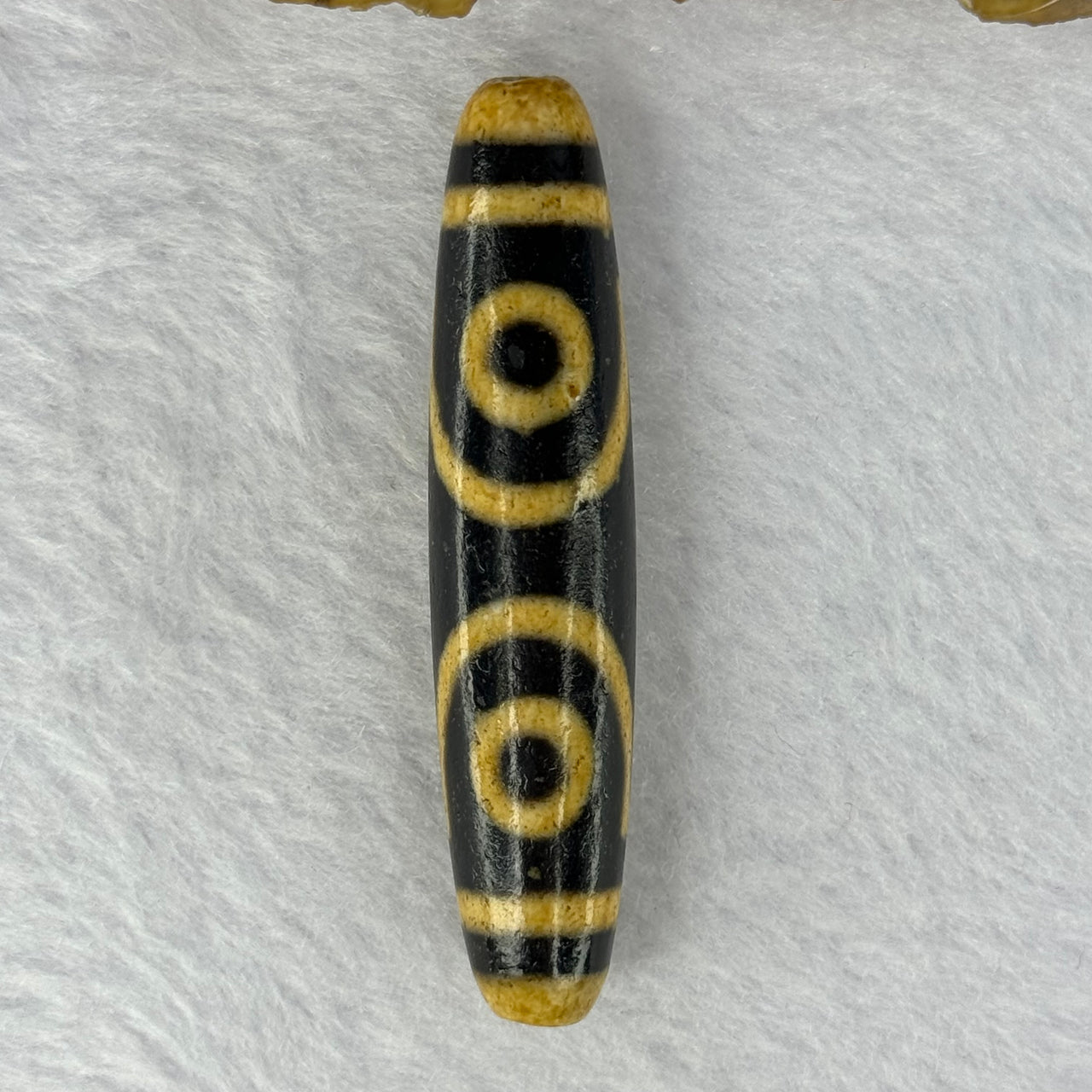 Natural Powerful Tibetan Old Oily Agate 3 Eyes Dzi Bead Heavenly Master (Tian Zhu) 三眼天诛 14.63g 59.0 by 12.8mm - Huangs Jadeite and Jewelry Pte Ltd