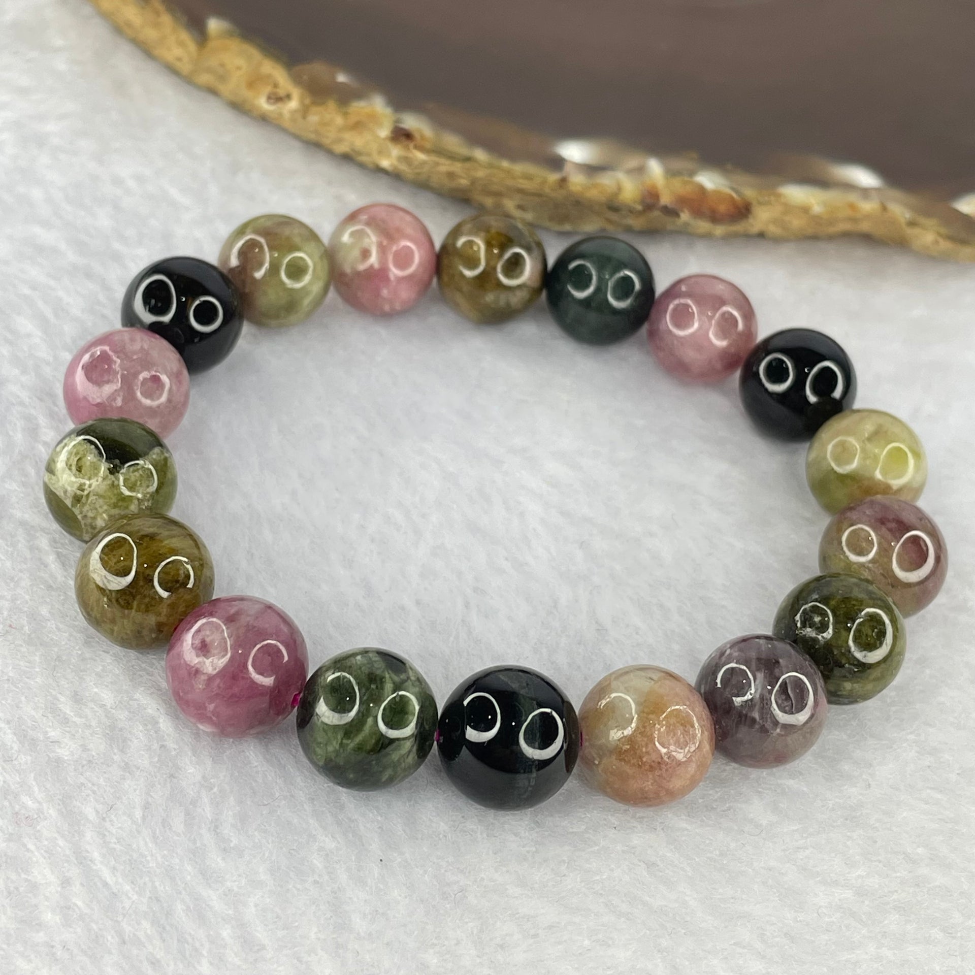 Natural Multi-Colour Tourmaline Gemstone Bracelet 44.86g 11.7g 18 Beads - Huangs Jadeite and Jewelry Pte Ltd